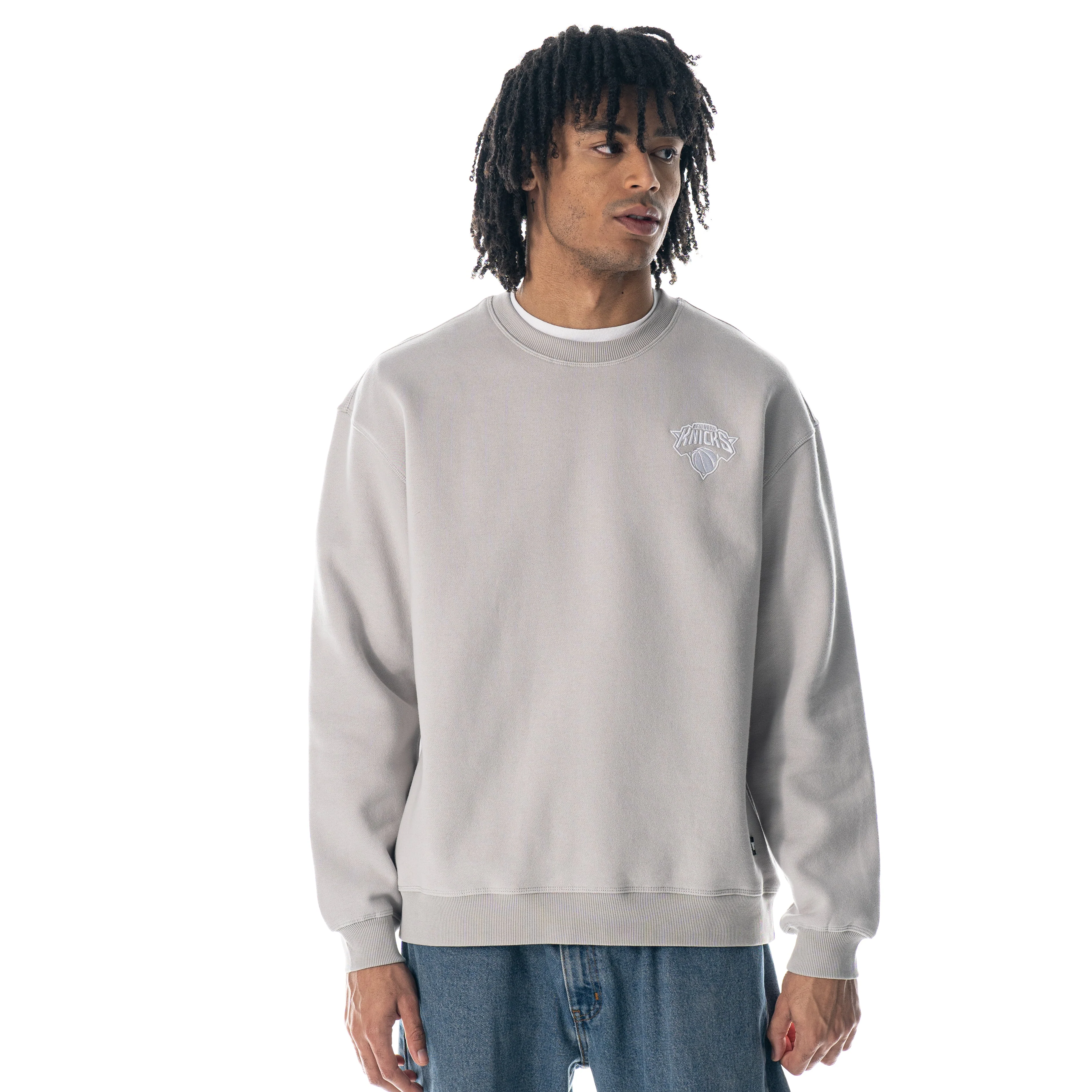 New York Knicks Puff Print Crew Fleece - Off-White - Image 3