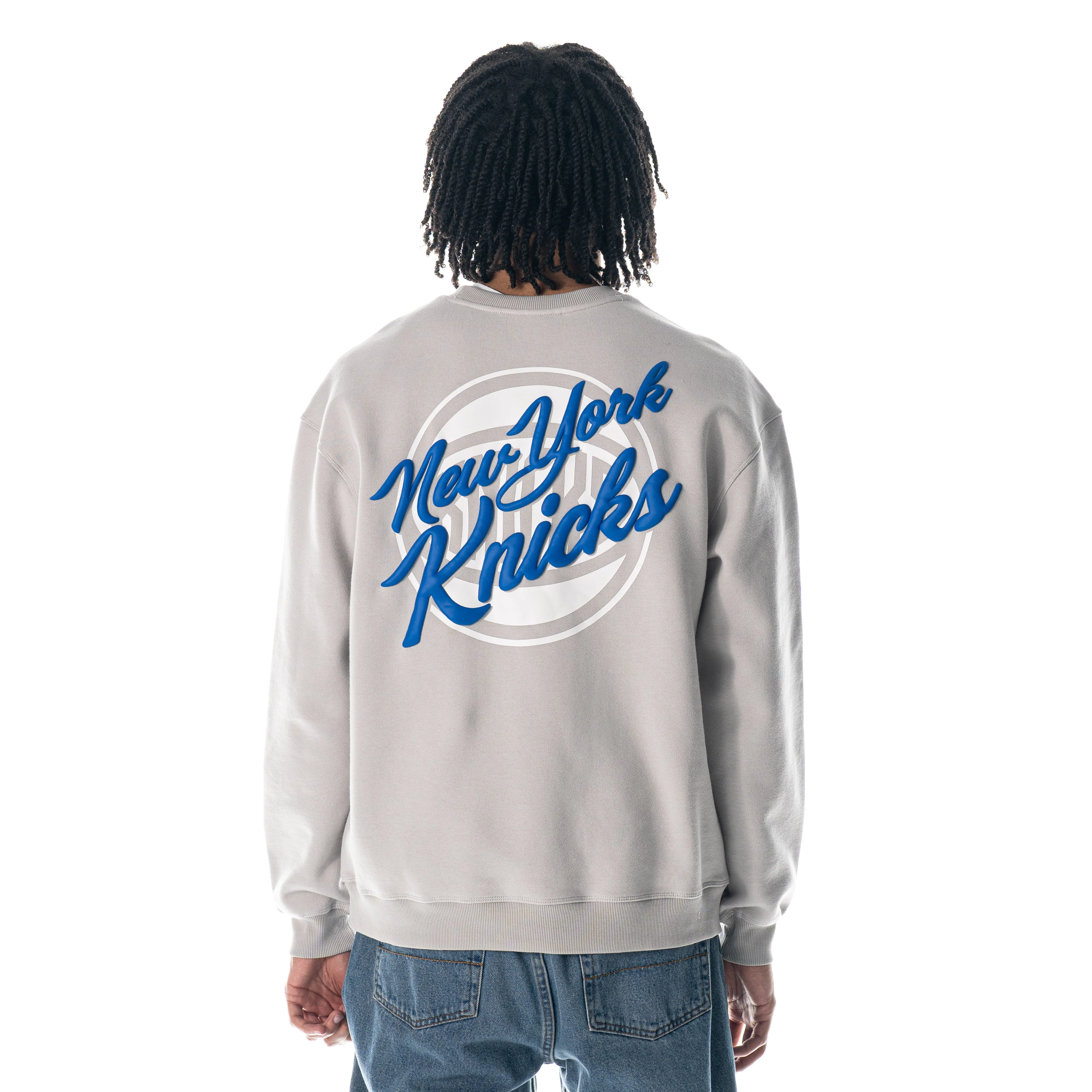 New York Knicks Puff Print Crew Fleece - Off-White - Image 4