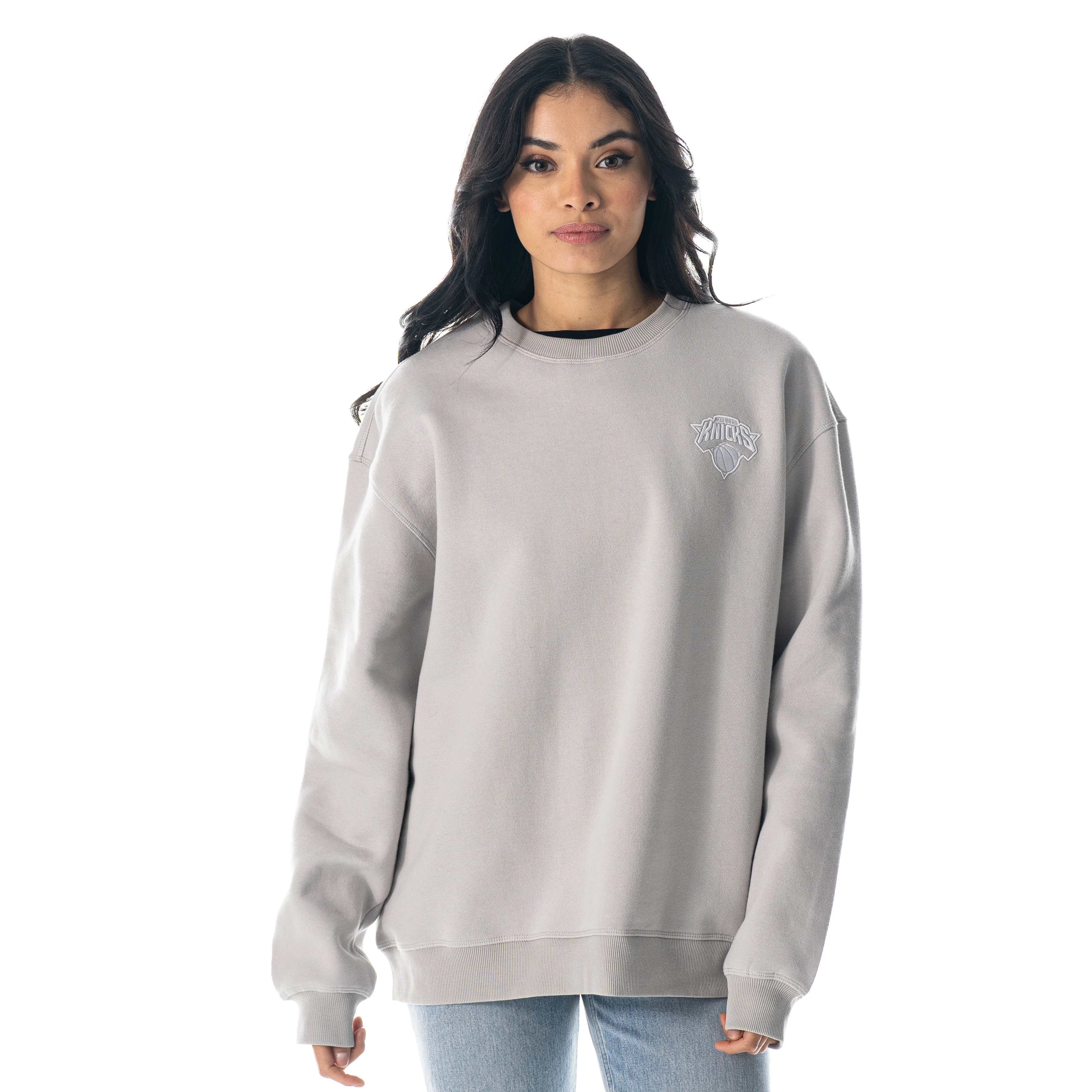 New York Knicks Puff Print Crew Fleece - Off-White - Image 5