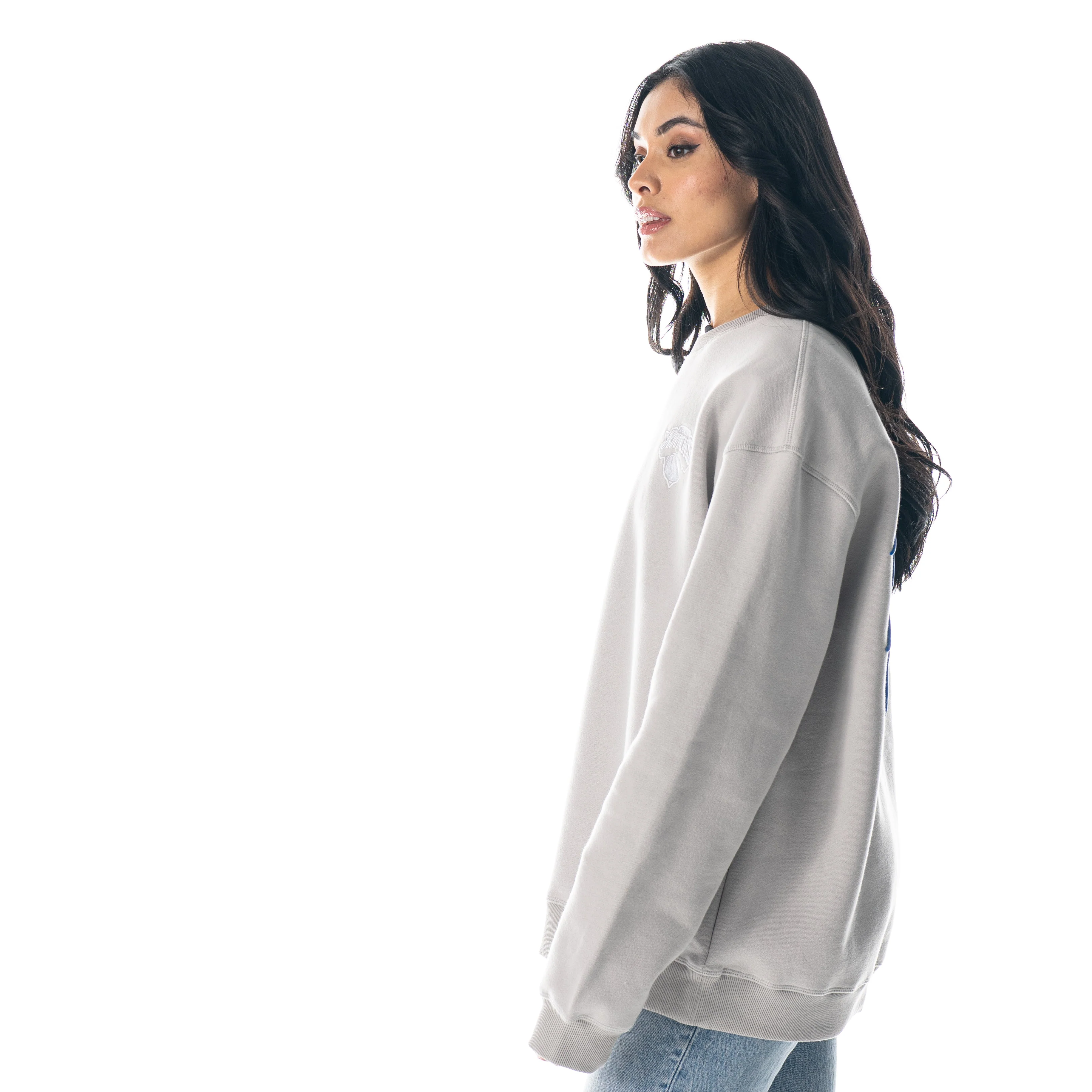 New York Knicks Puff Print Crew Fleece - Off-White - Image 6