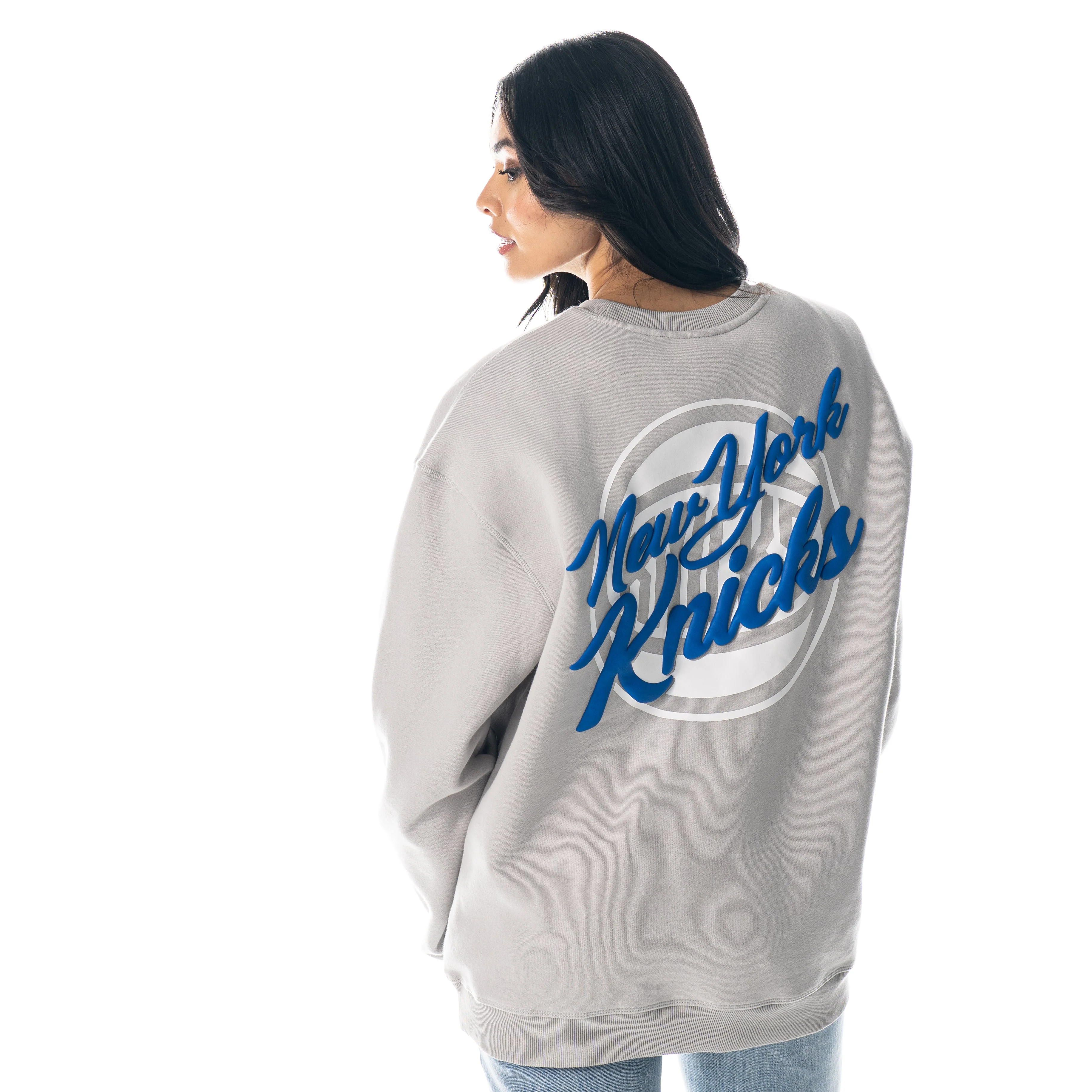 New York Knicks Puff Print Crew Fleece - Off-White - Image 7