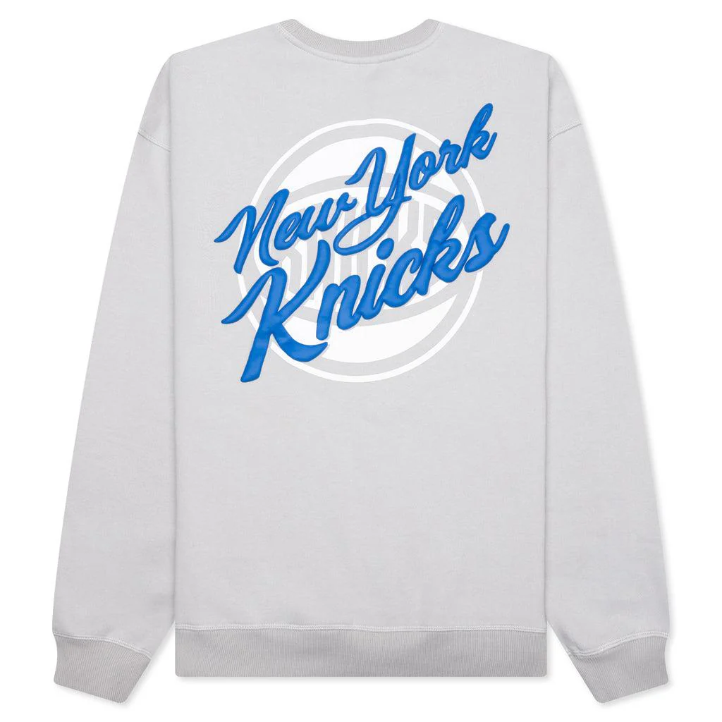New York Knicks Puff Print Crew Fleece - Off-White - Image 9