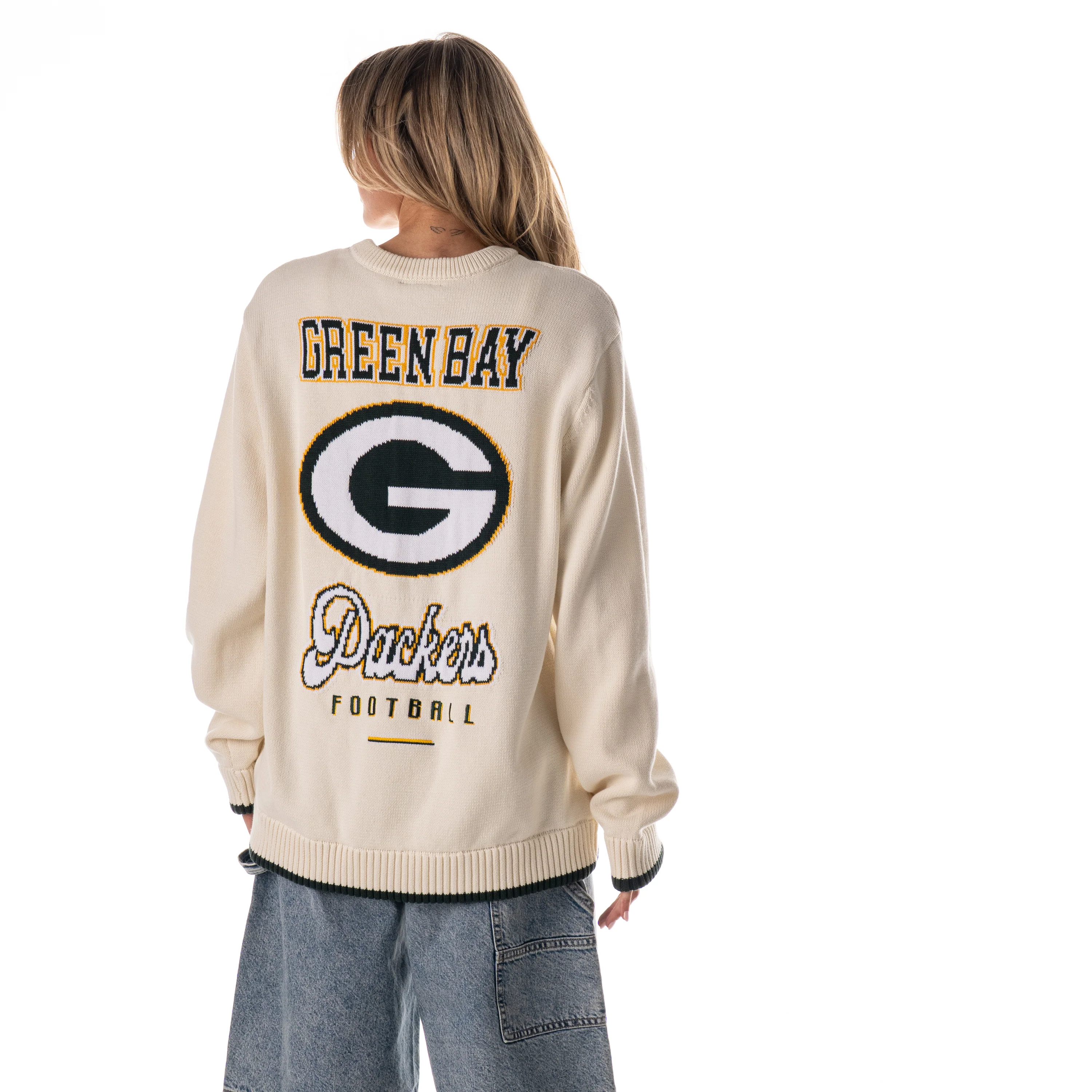 Green Bay Packers Unisex Jacquard Crew Neck - Cream - Image 2