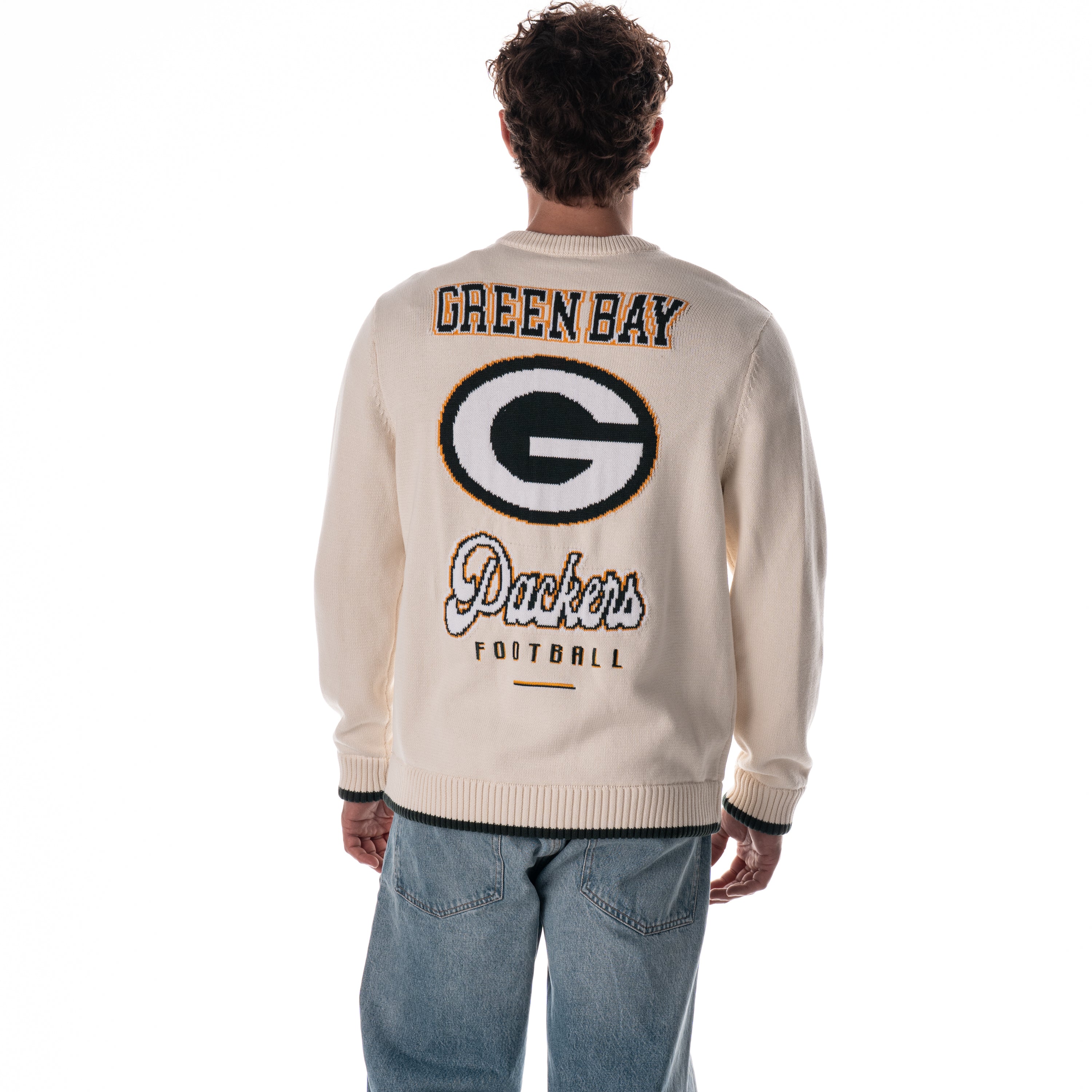 Green Bay Packers Unisex Jacquard Crew Neck - Cream - Image 4