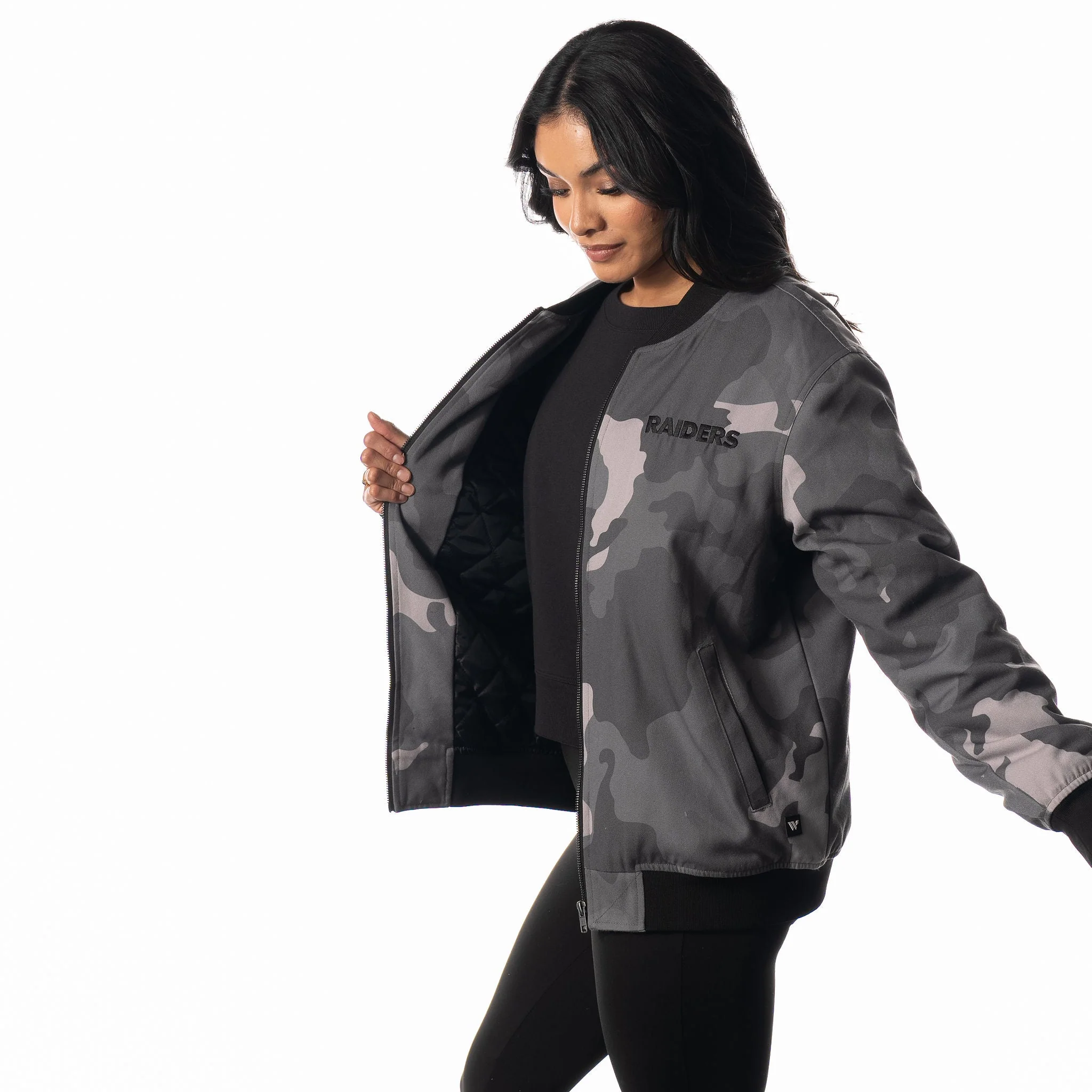 Las Vegas Raiders Unisex Camo Bomber - Camo Grey - Image 5