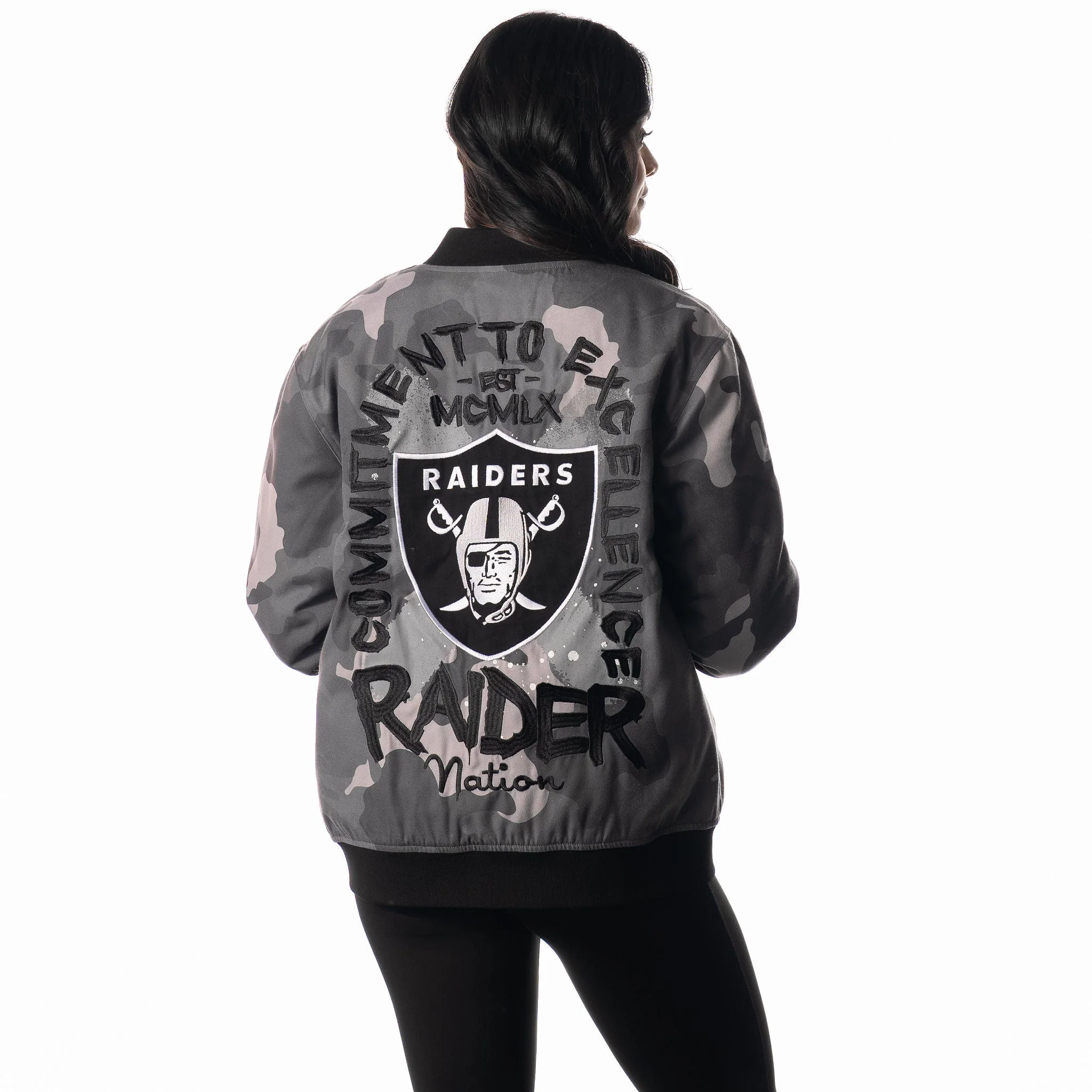 Las Vegas Raiders Unisex Camo Bomber - Camo Grey - Image 6