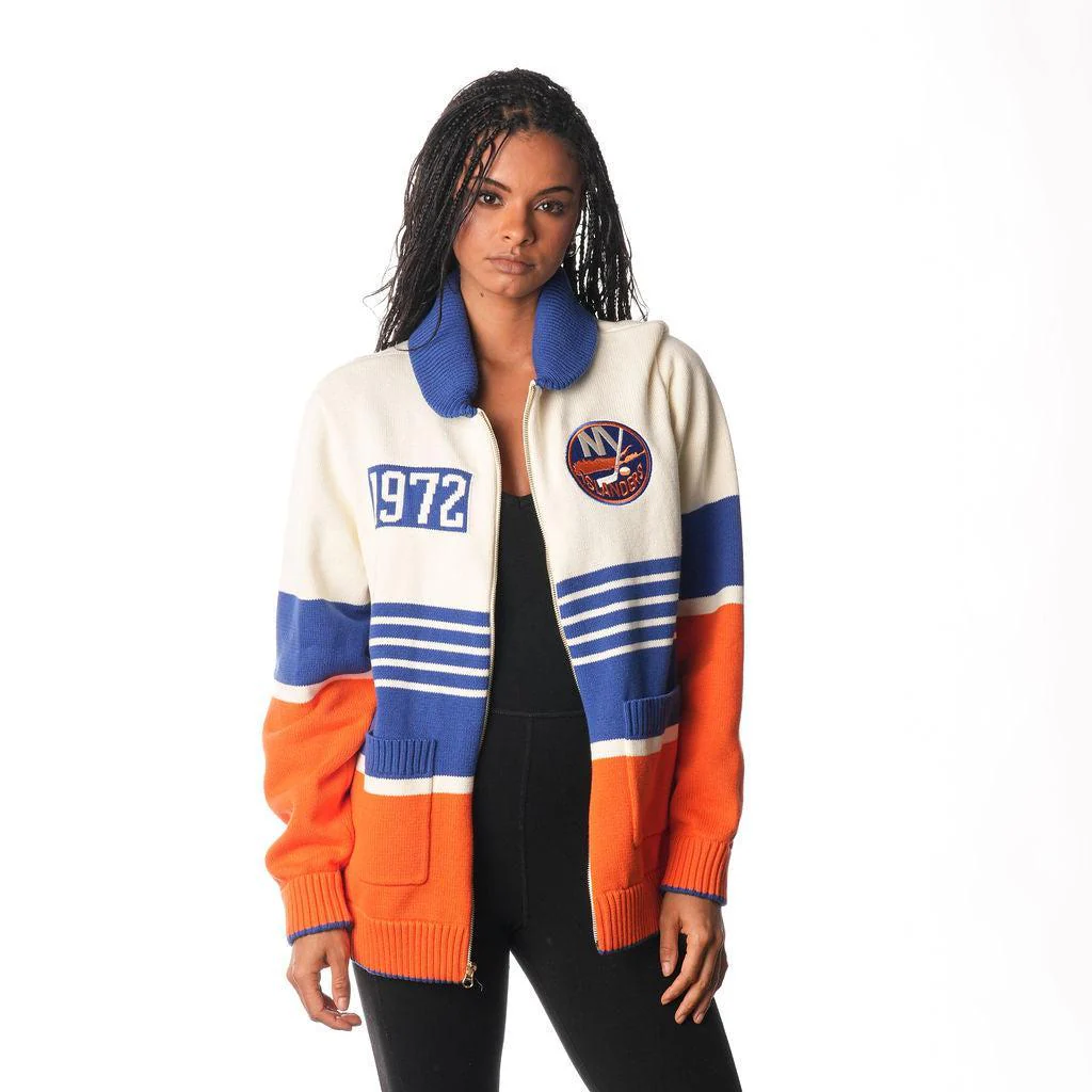 NY Islanders Full Zip Jacquard Sweater Colorblock - Multi - Image 3