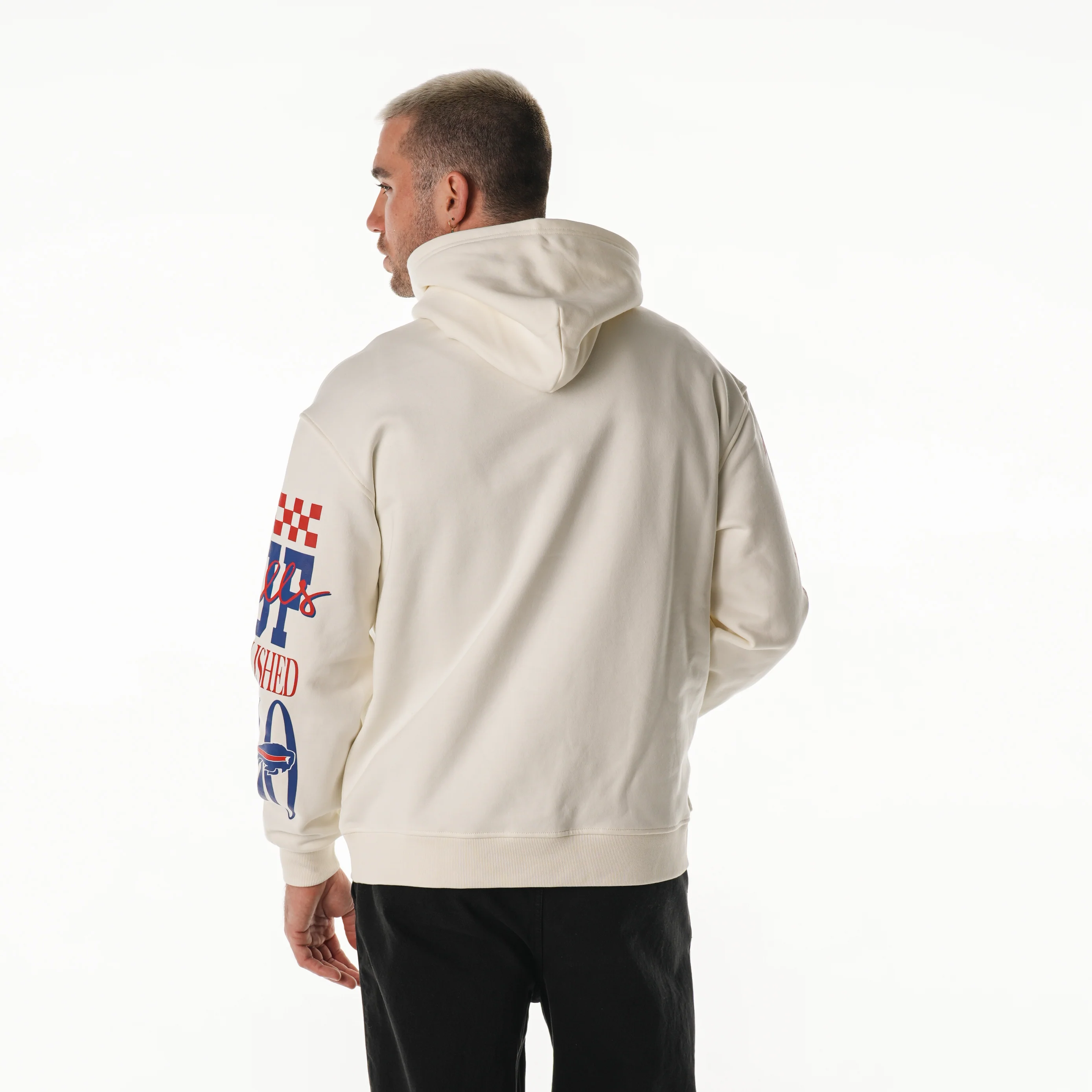 Buffalo Bills Unisex Graphic Sleeve Hoodie - Vintage White - Image 3
