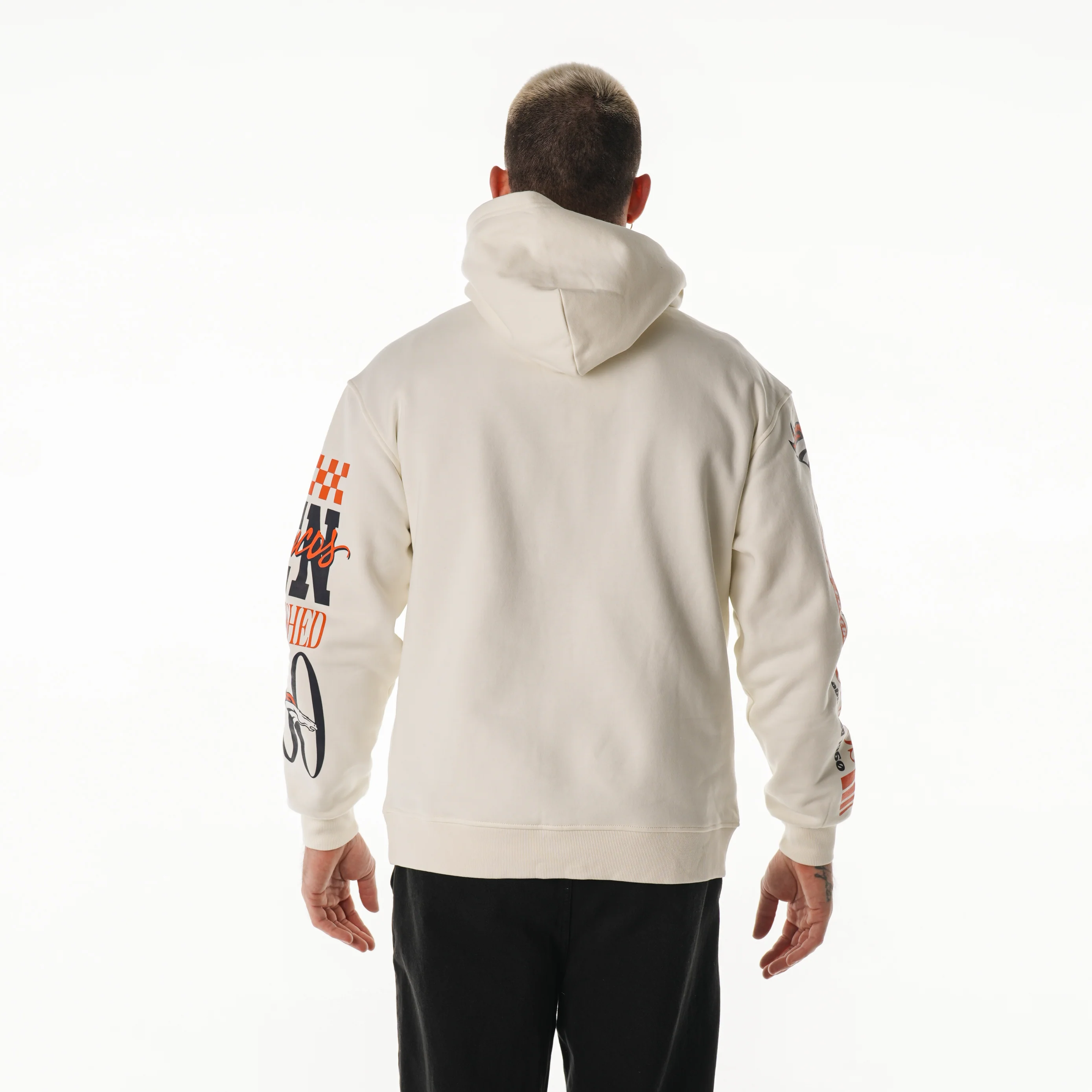 Denver Broncos Unisex Graphic Sleeve Hoodie - Vintage White - Image 3