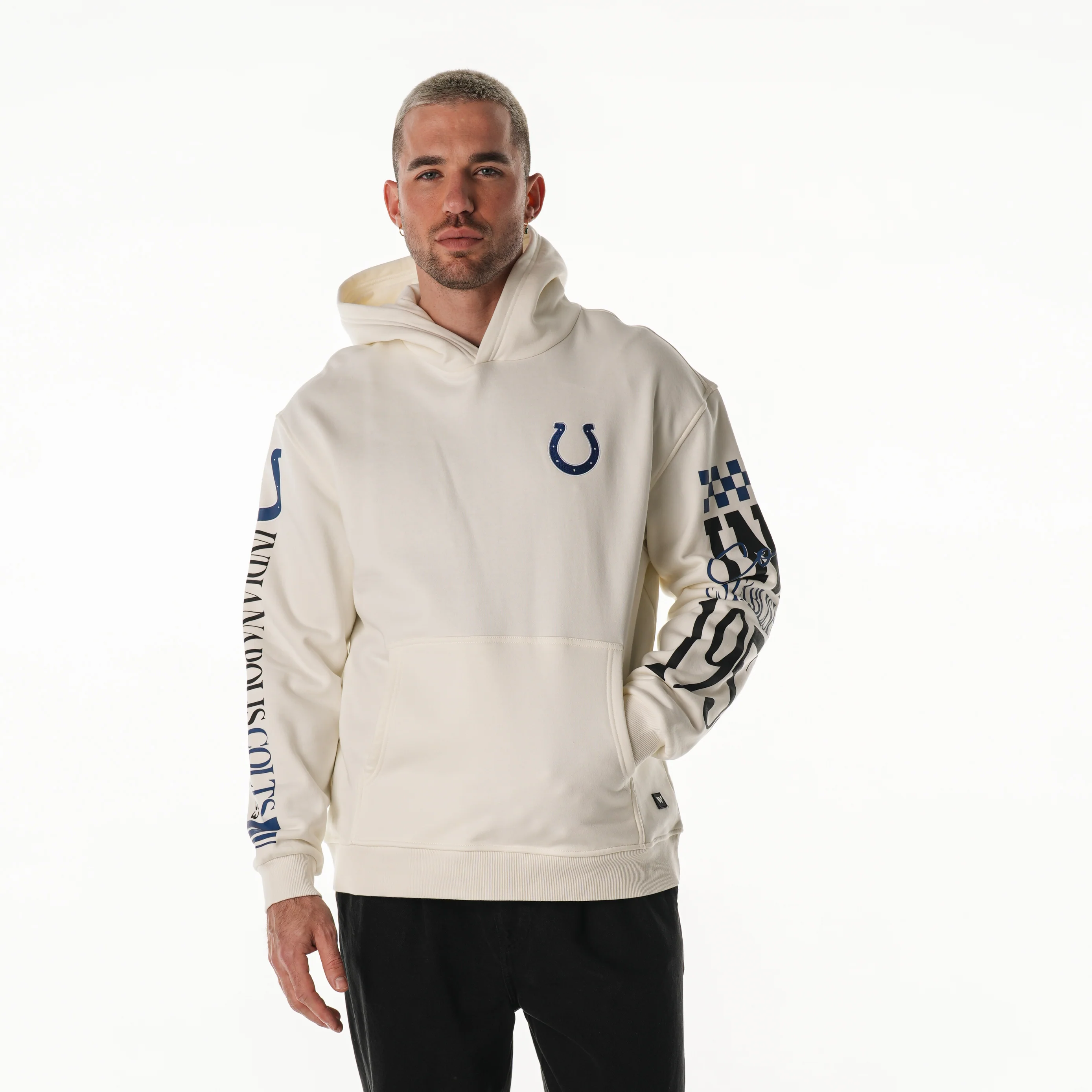 Indy Colts Unisex Graphic Sleeve Hoodie - Vintage White - Image 6