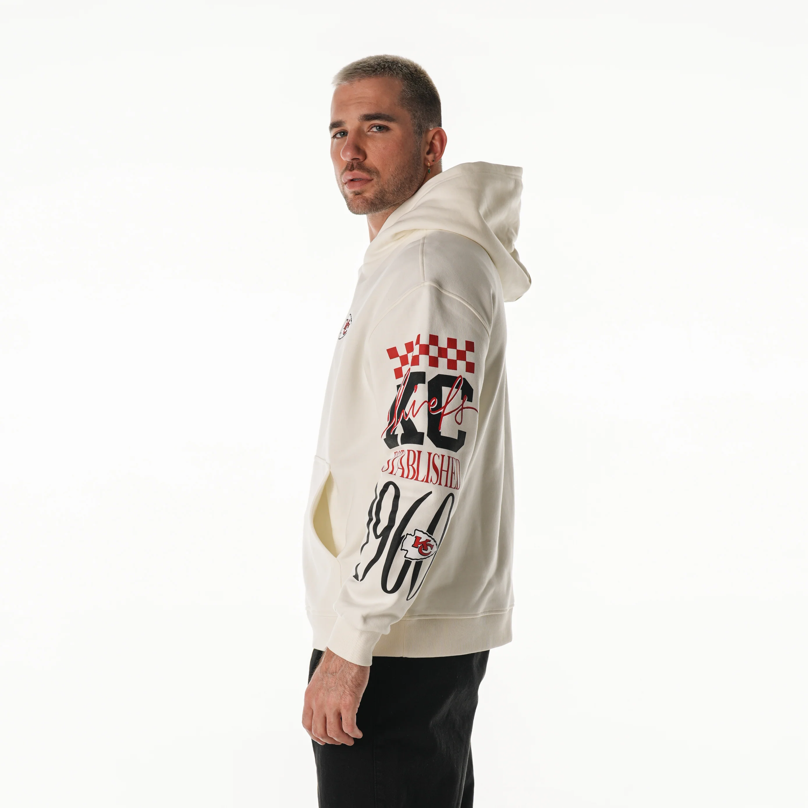 Kansas City Chiefs Unisex All Over Hoodie – Vintage White - Image 3