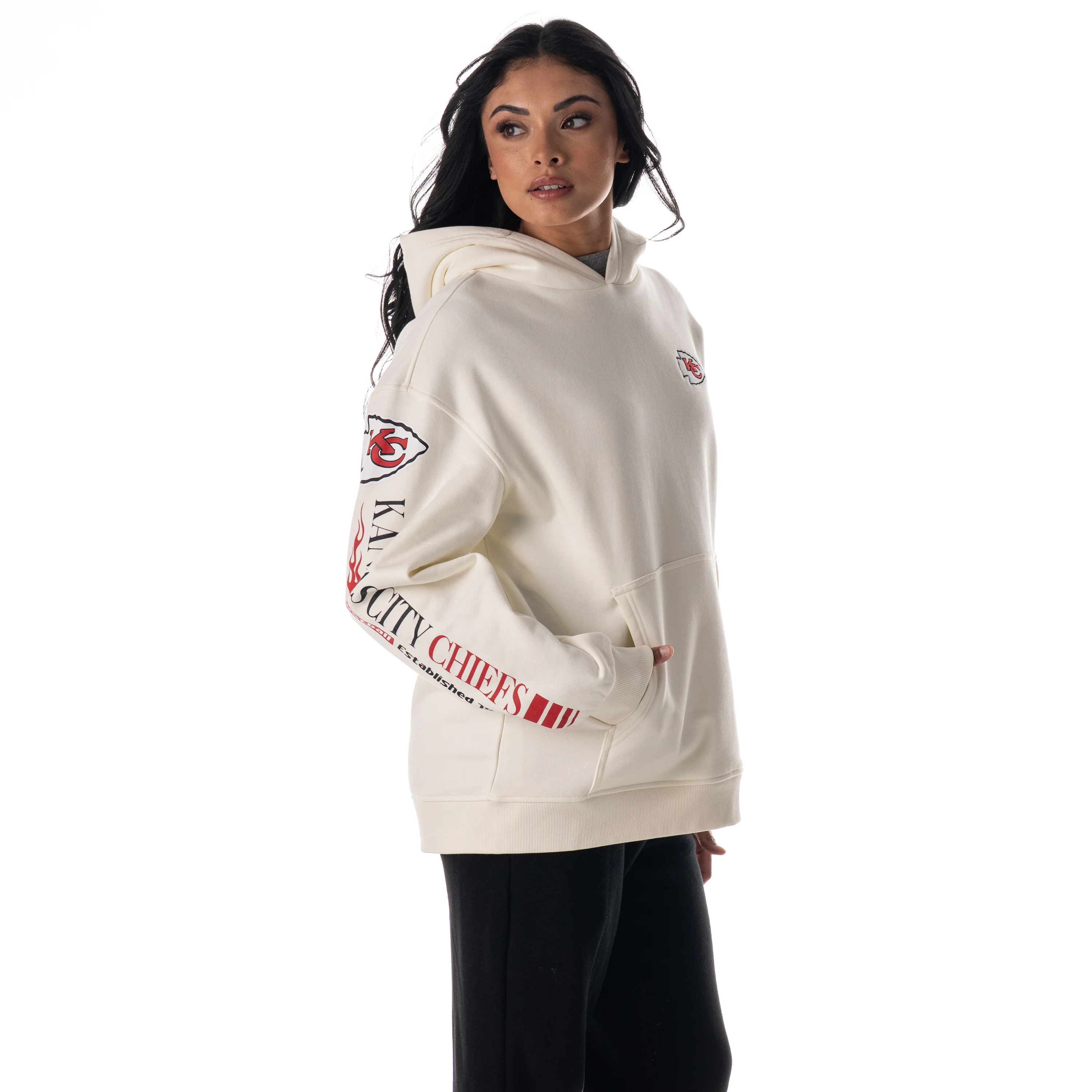 Kansas City Chiefs Unisex All Over Hoodie – Vintage White - Image 4