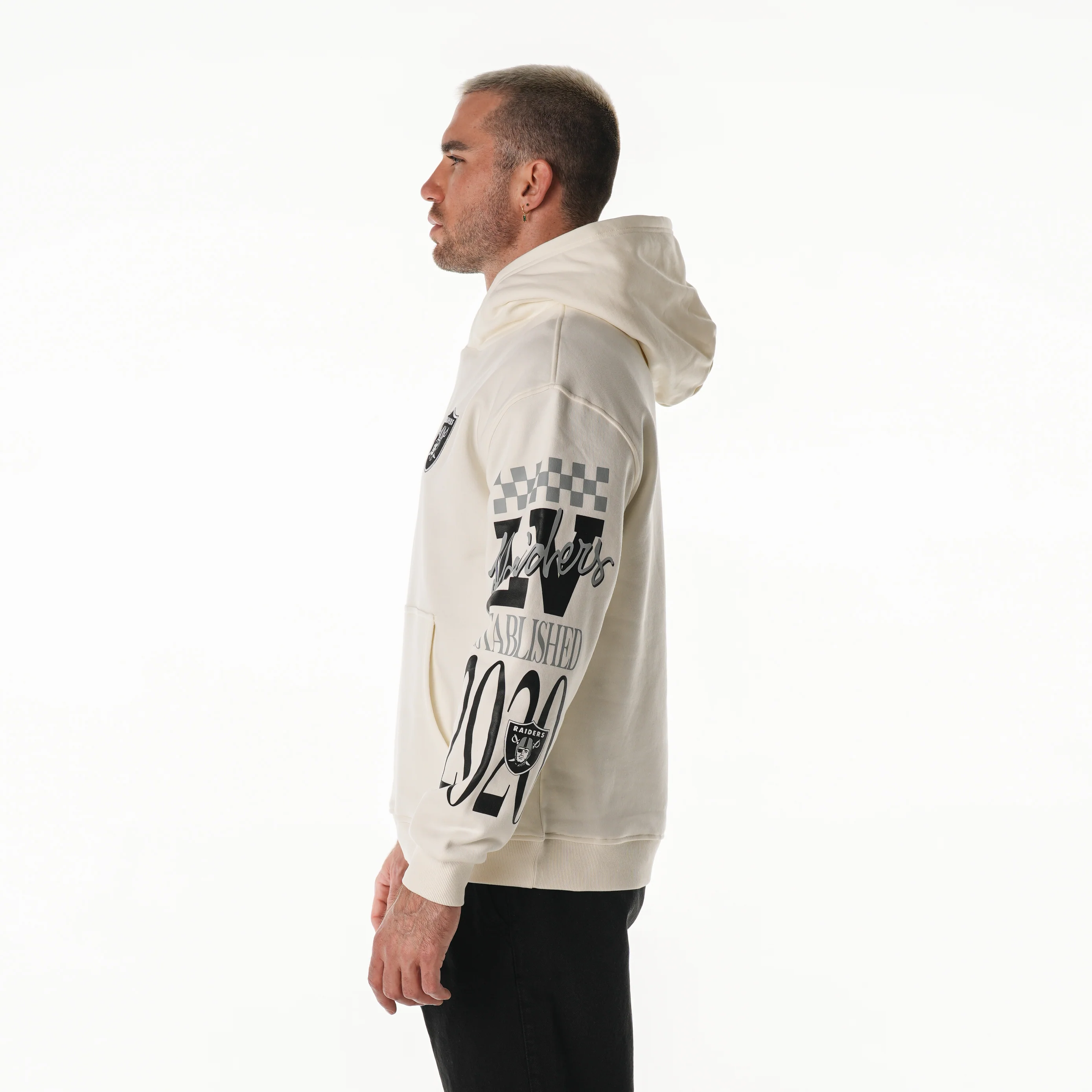 Las Vegas Raiders Unisex Graphic Sleeve Hoodie - Vintage White - Image 2
