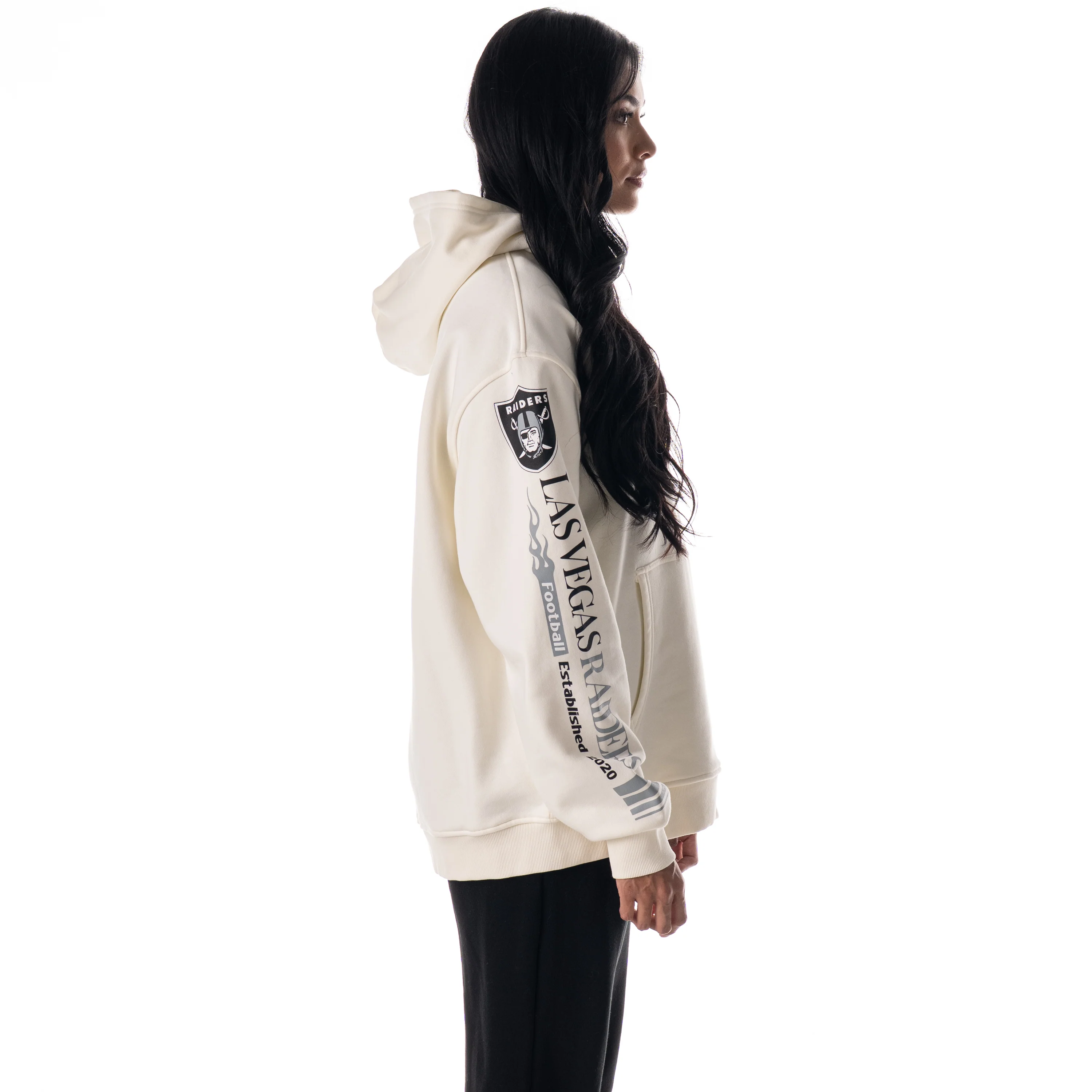 Las Vegas Raiders Unisex Graphic Sleeve Hoodie - Vintage White - Image 4