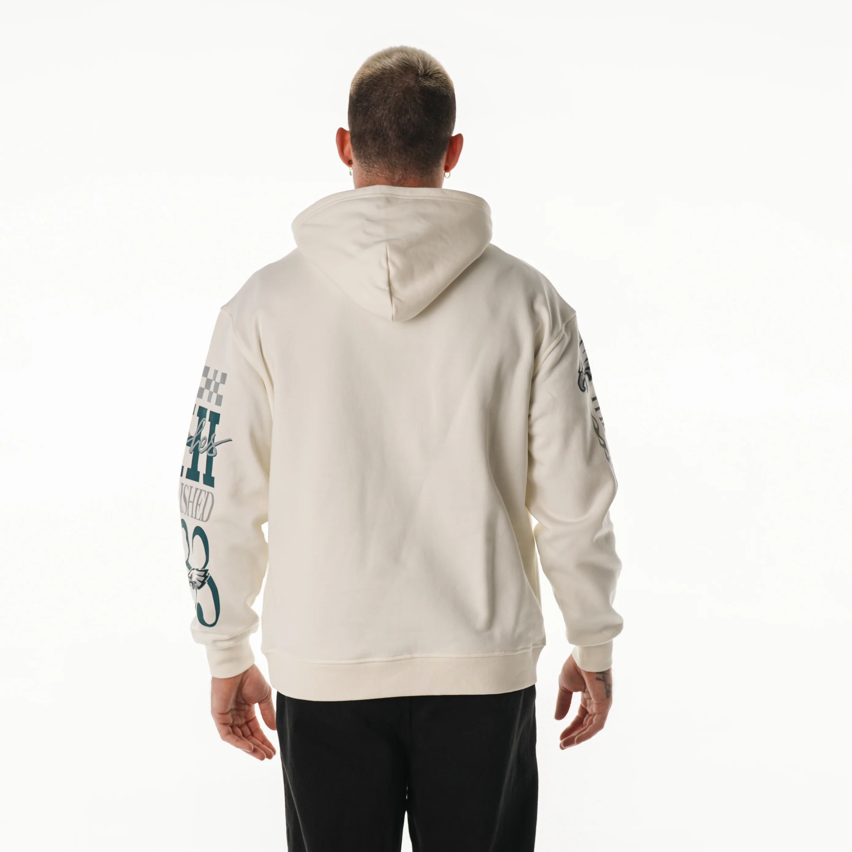 Philadelphia Eagles Unisex Graphic Sleeve Hoodie - Vintage White - Image 3
