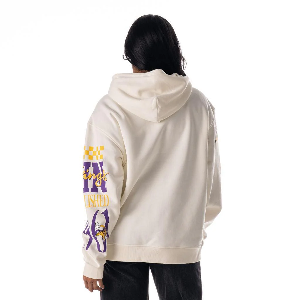 Minnesota Vikings Unisex Graphic Sleeve Hoodie - Vintage White - Image 3