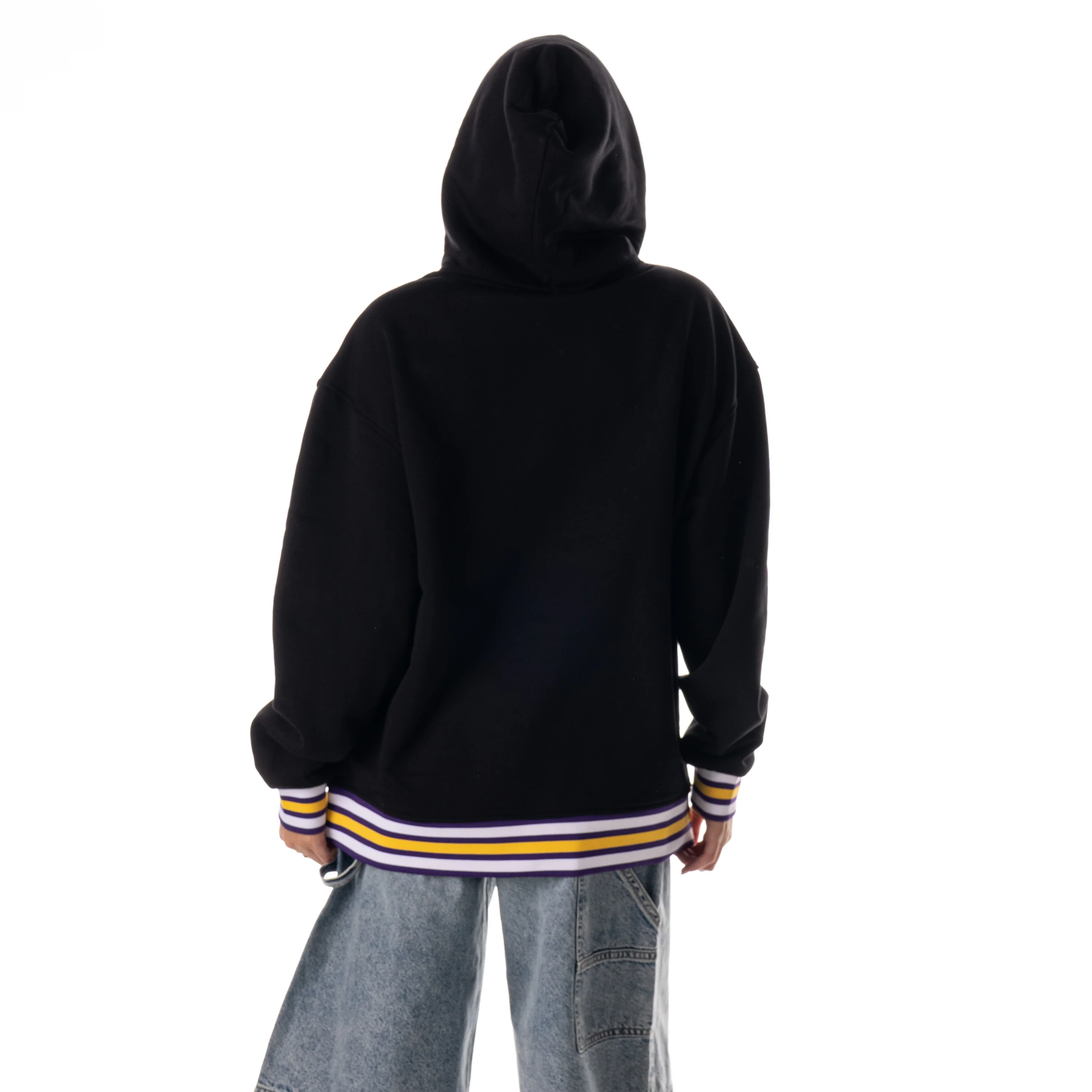 Los Angeles Lakers Unisex Hoodie W/Contrast Rib - Black - Image 4