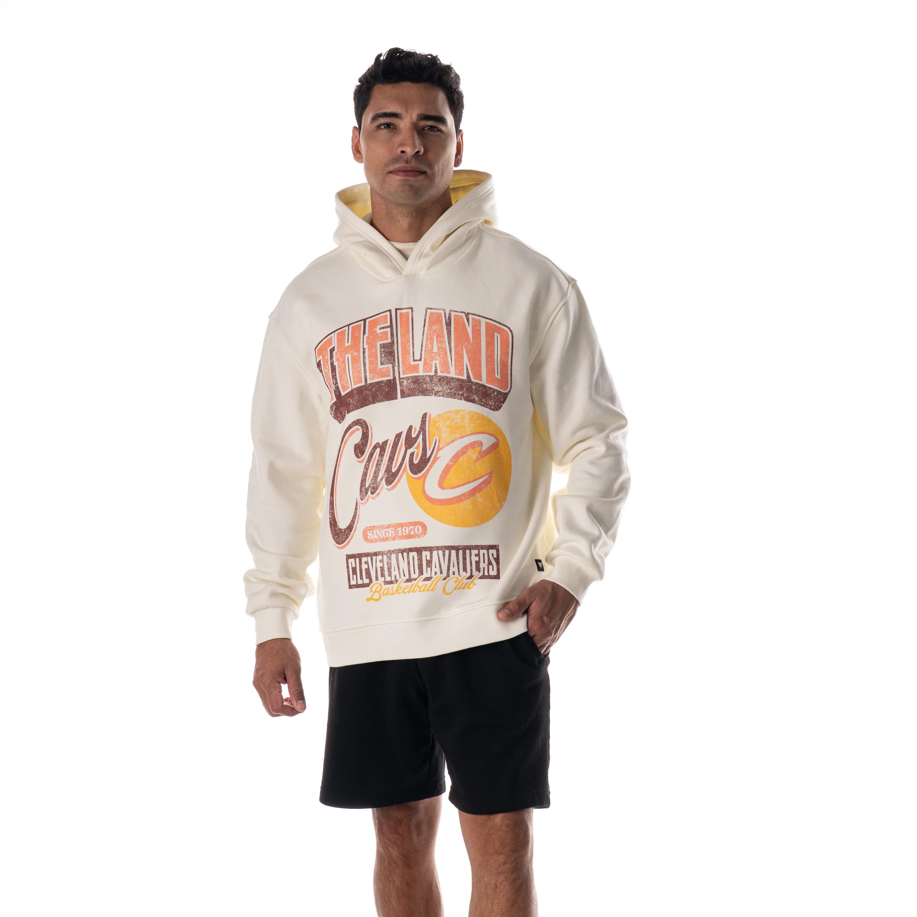 Cleveland Cavs Unisex Vintage Graphic Hoodie - Vintage White - Image 3