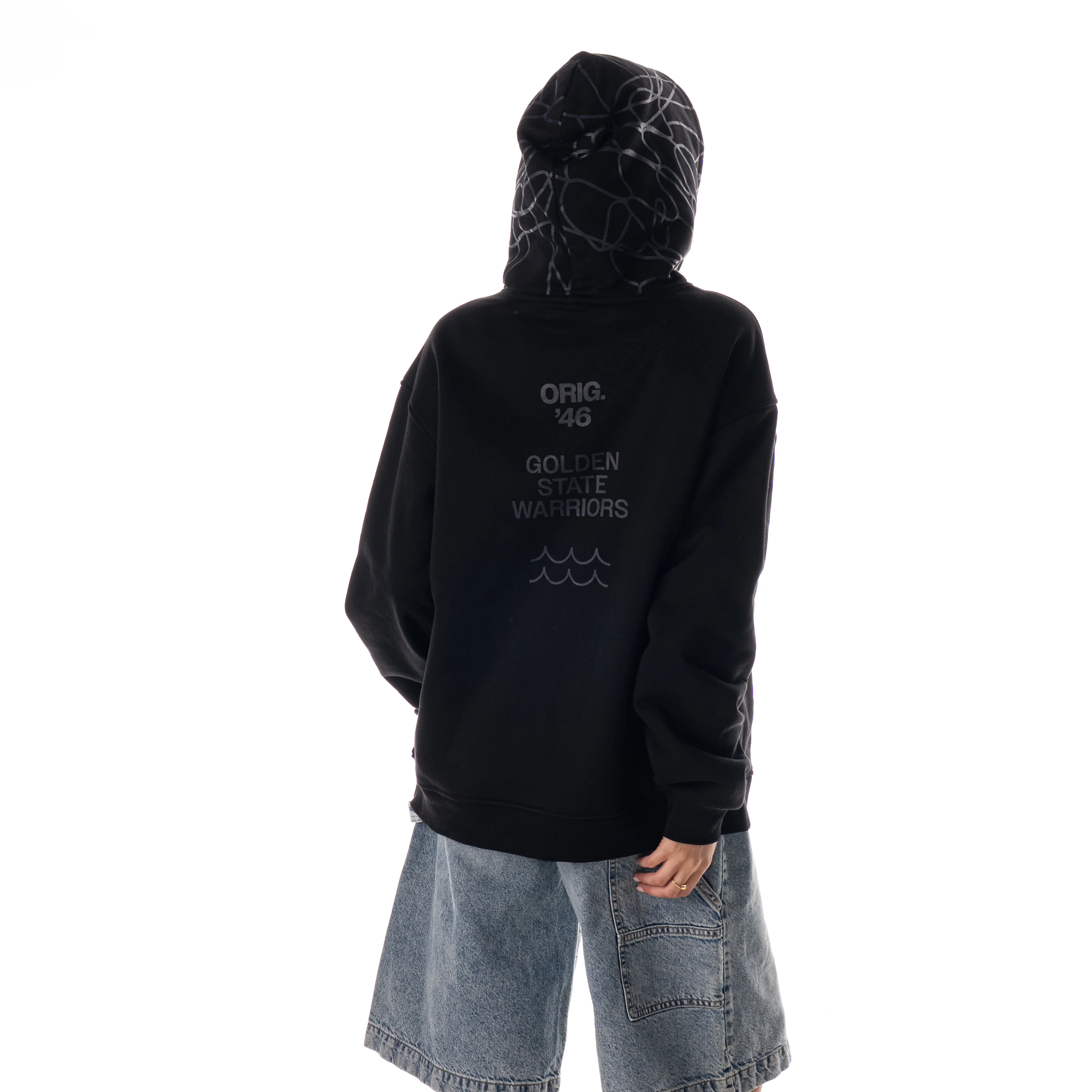 Golden State Warriors Unisex Tonal Fleece Hoodie - Black - Image 4