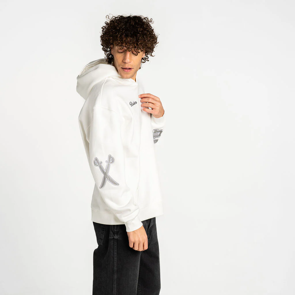 Raiders Denim Patched Hoodie - White - Image 2