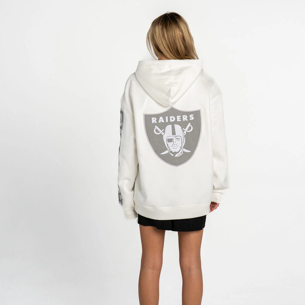 Raiders Denim Patched Hoodie - White - Image 4
