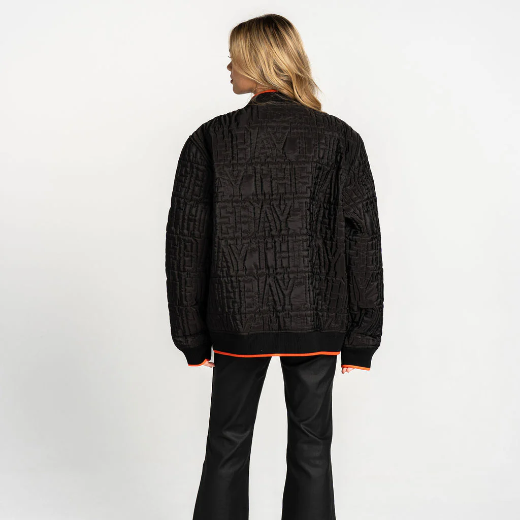 San Francisco Giants Oversized Diamond Quilt Bomber - Black - Image 3