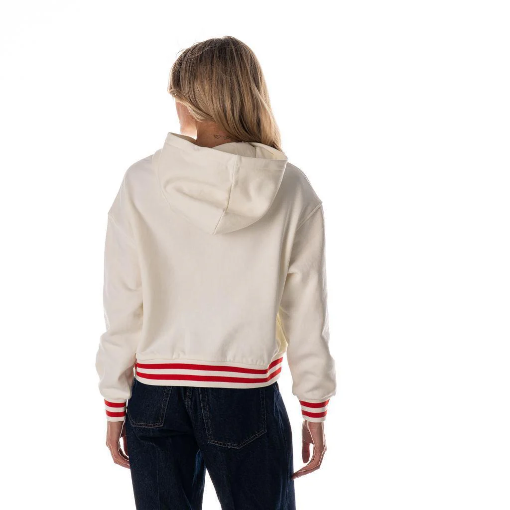 Carolina Hurricanes Women's Cropped Hoodie – Vintage White - Image 2