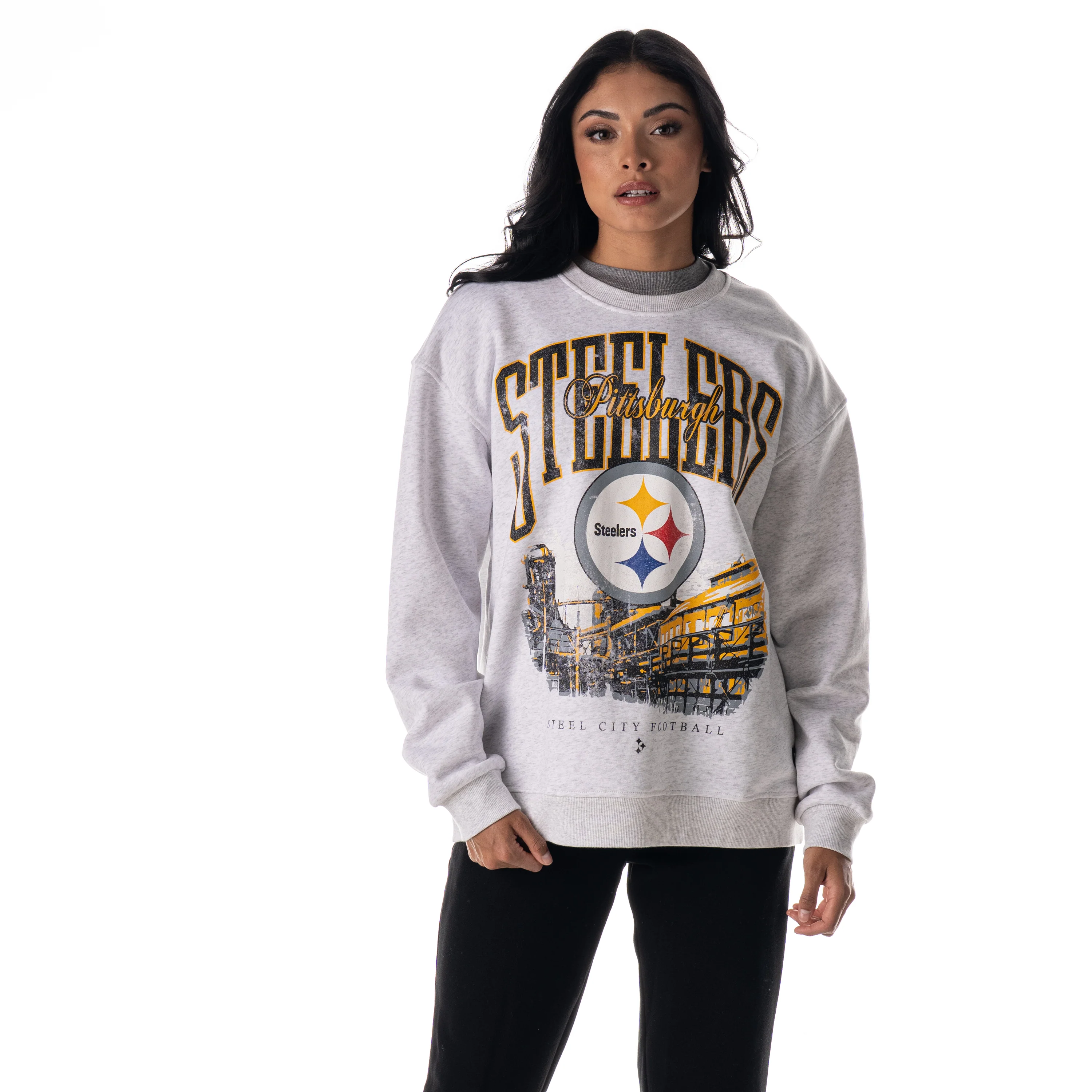 Pittsburgh Steelers Graphic Crew Fleece - Heather Cream - Image 4