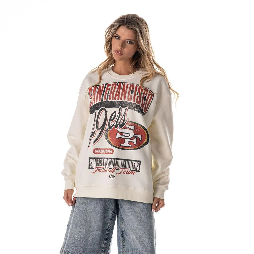 San Francisco 49ers Unisex Graphic Crew Fleece - Vintage White - Image 2