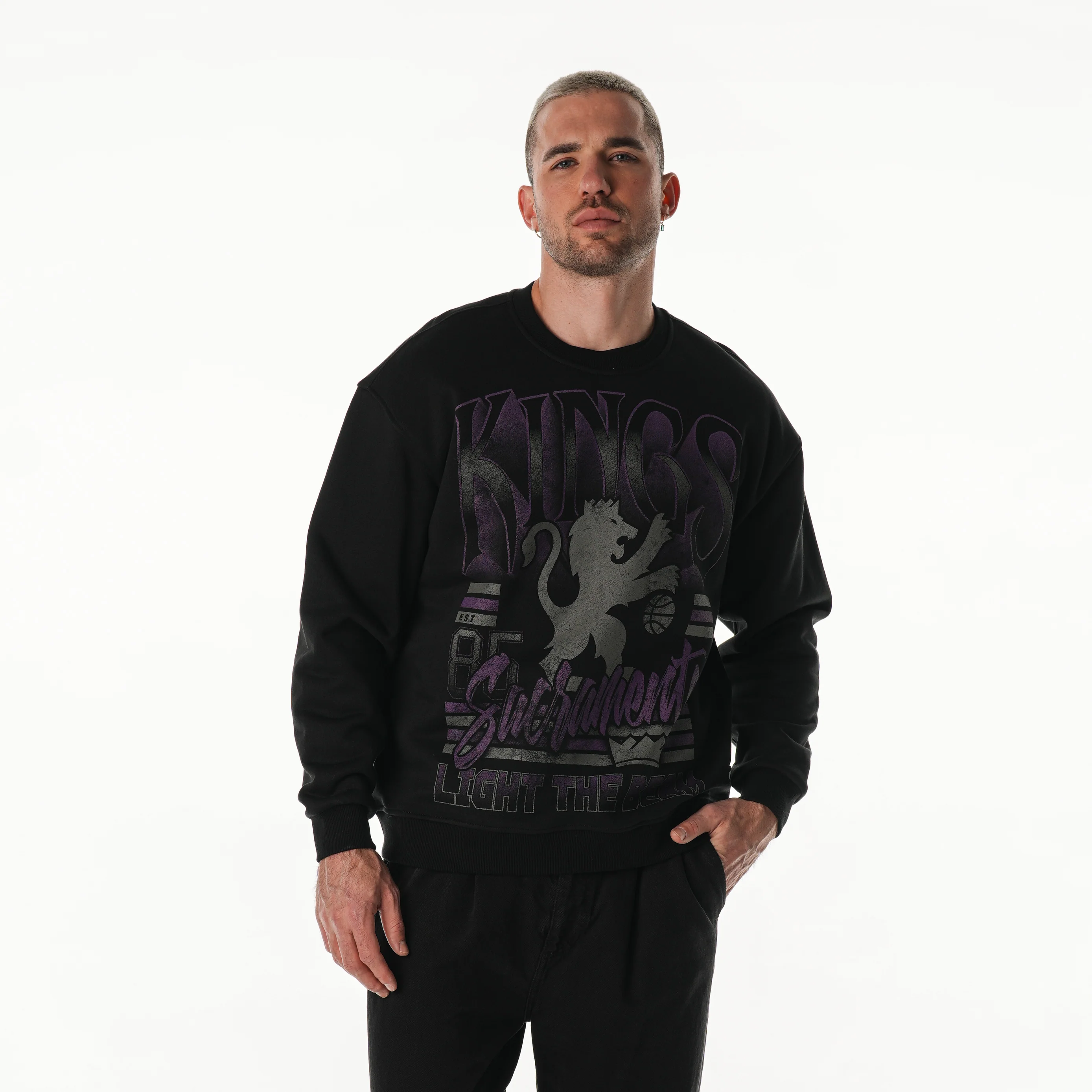 Sacramento Kings Unisex Crew Fleece - Black - Image 4