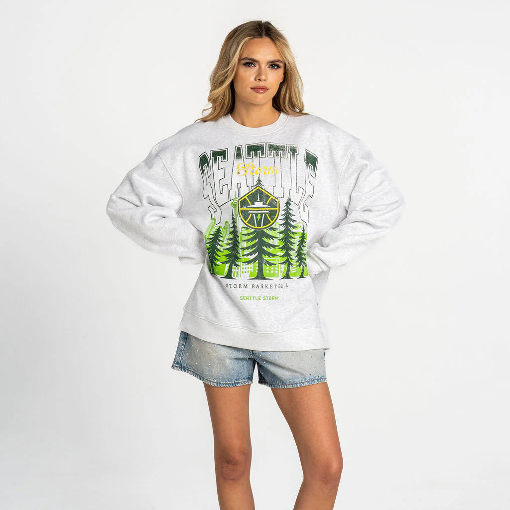 Seattle Storm Oversized Graphic Crewneck - Heather White - Image 2