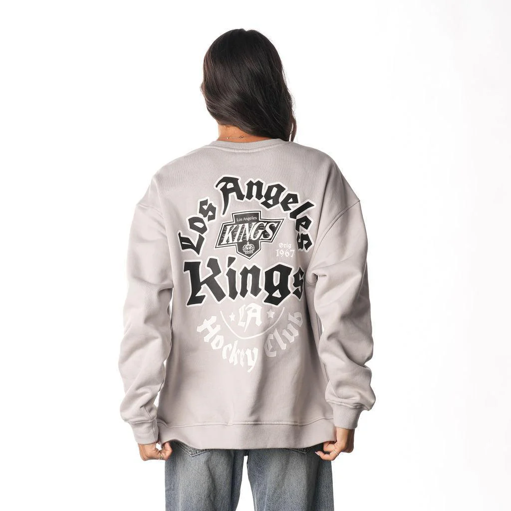 Los Angeles Kings Old English Crew Fleece - Grey - Image 3