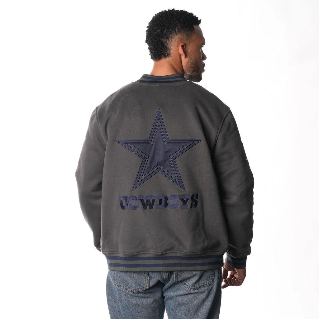 Dallas Cowboys Fleece Bomber Jacket - Grey - Image 2