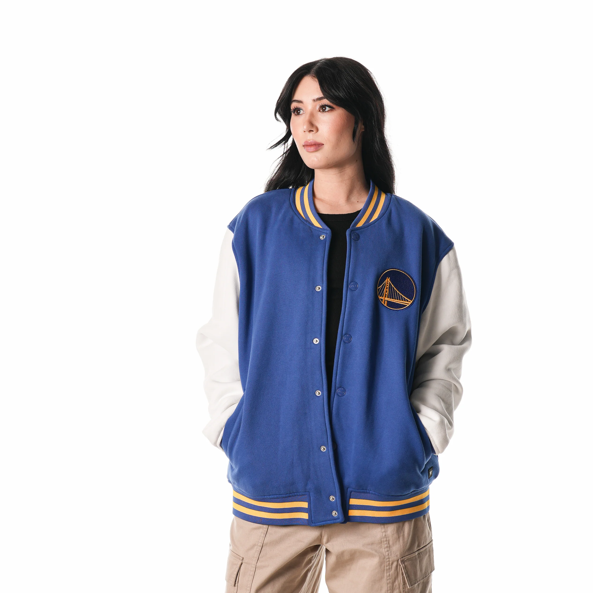 Golden State Warriors Unisex Fleece Bomber Jacket - Blue - Image 3