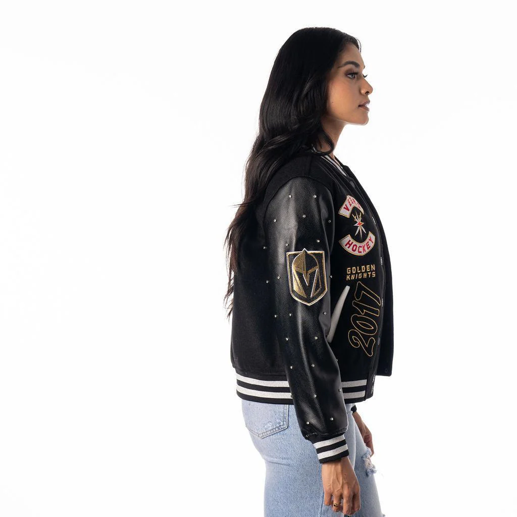 Vegas Golden Knights Varsity Sparkle Jacket - Black - Image 2