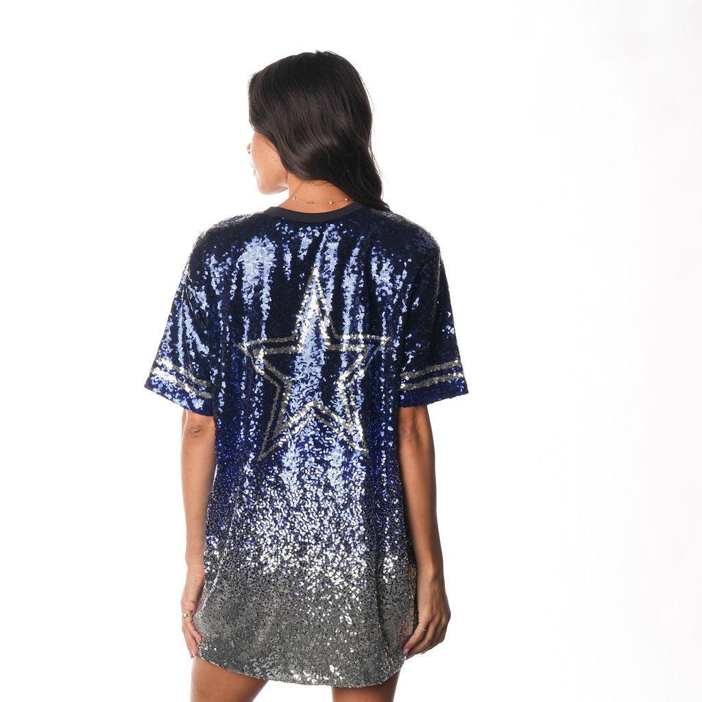 Dallas Cowboys Sequin Ombre Dress - Navy - Image 2