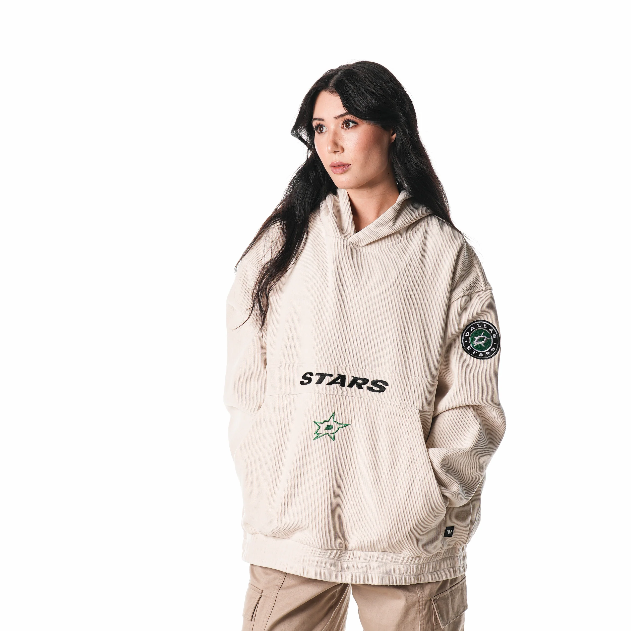 Dallas Stars Unisex Corduroy Hoodie - Cream - Image 3