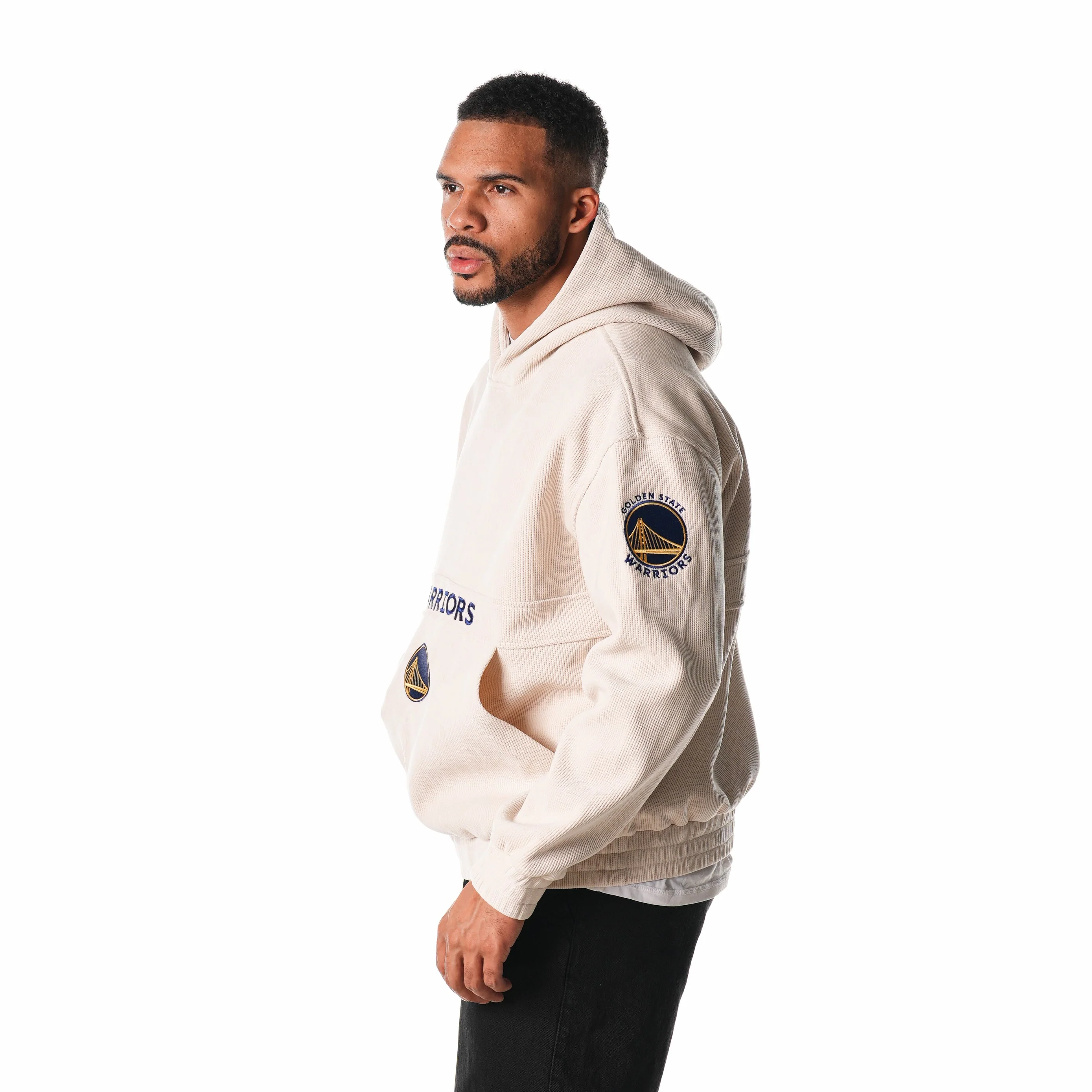 Golden State Warriors Unisex Corduroy Hoodie - Cream - Image 3