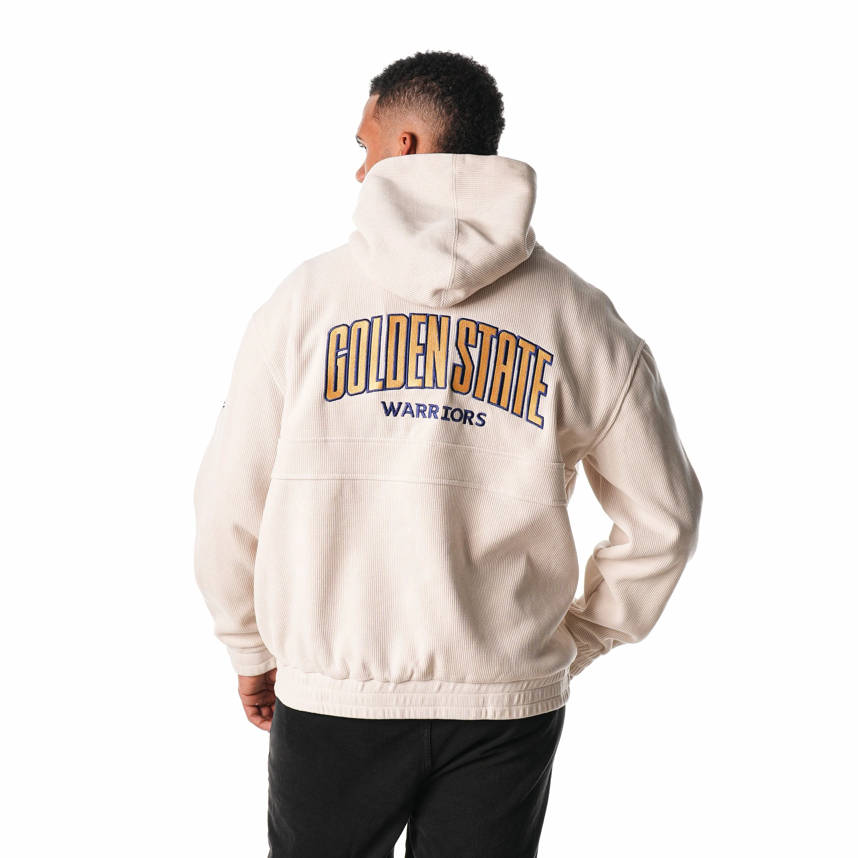 Golden State Warriors Unisex Corduroy Hoodie - Cream - Image 4