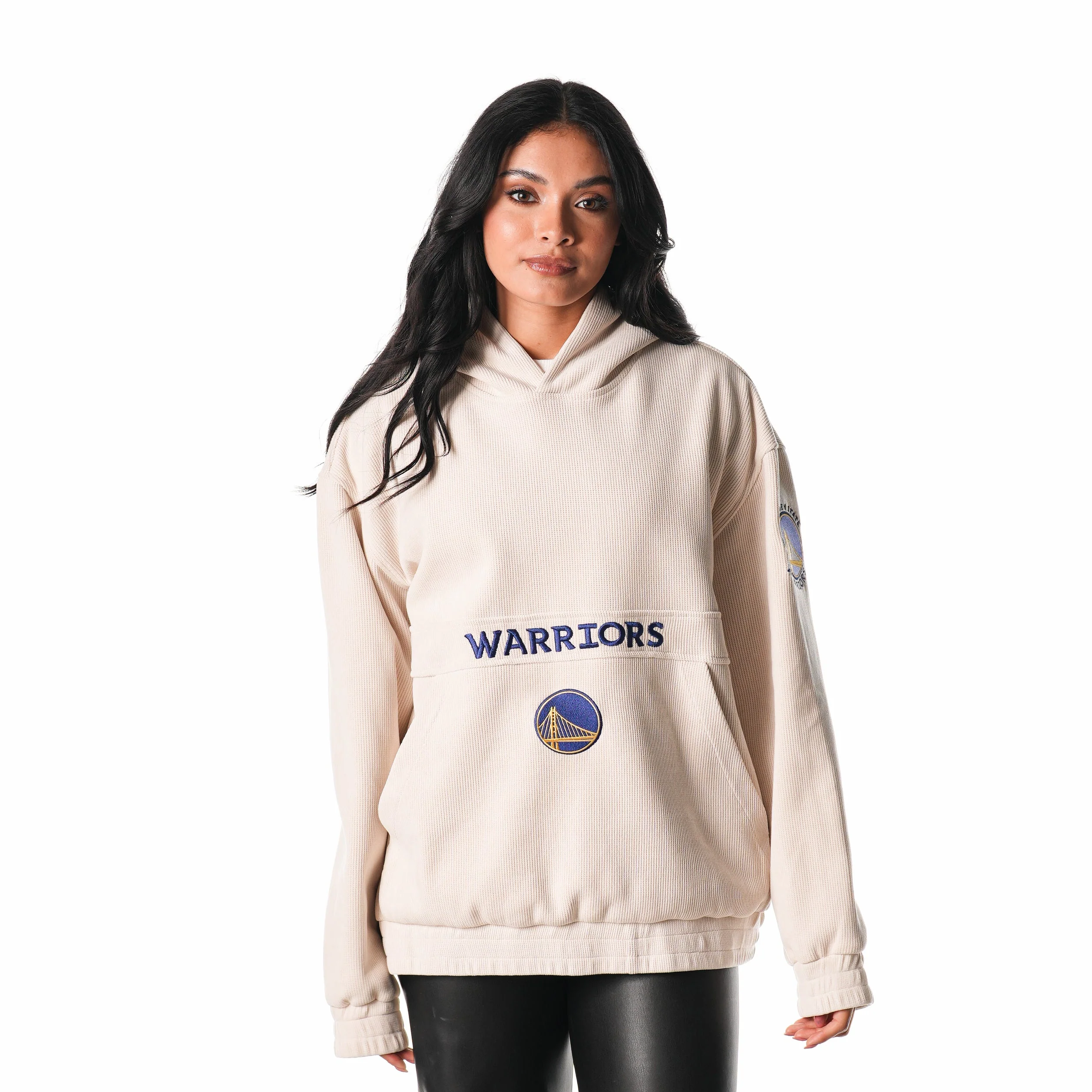 Golden State Warriors Unisex Corduroy Hoodie - Cream - Image 5