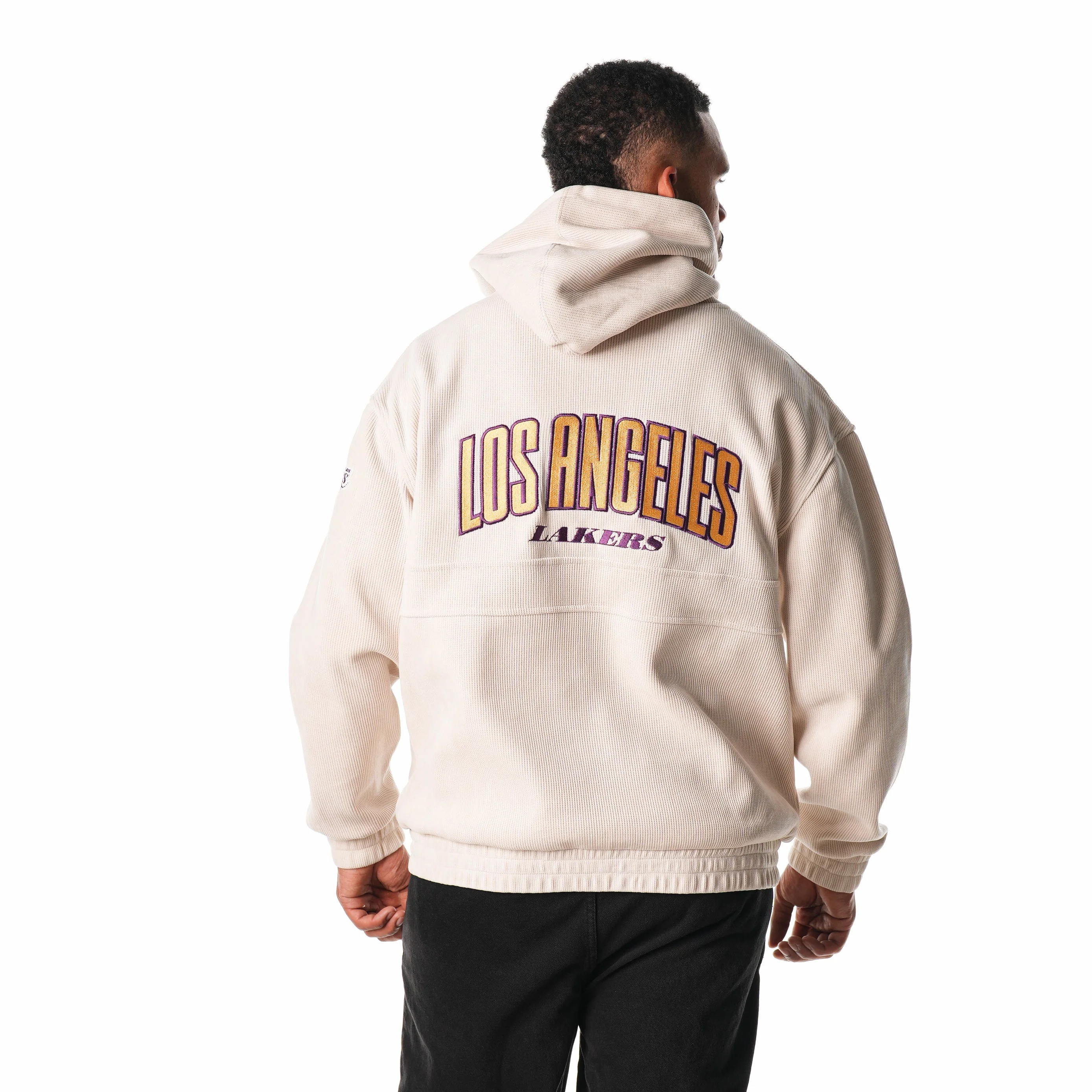 Los Angeles Lakers Unisex Corduroy Hoodie - Cream - Image 3