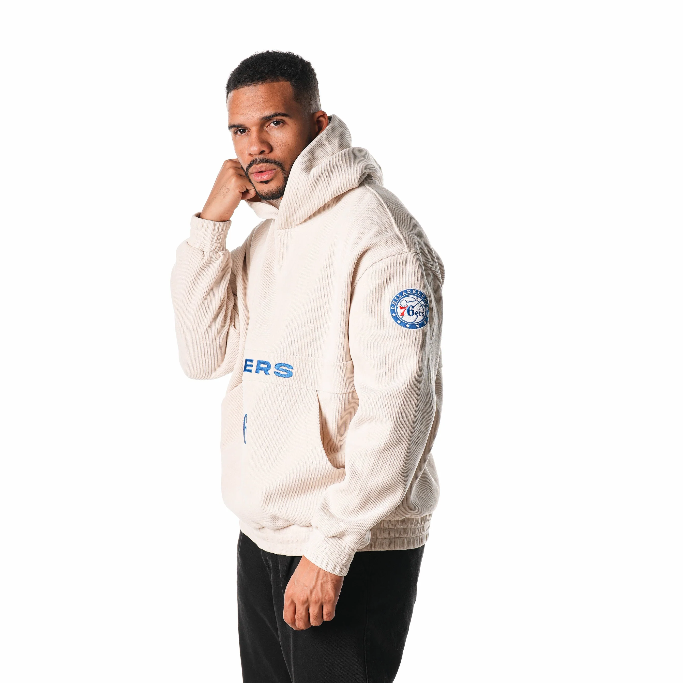 Philadelphia 76ers Unisex Corduroy Hoodie - Cream - Image 4