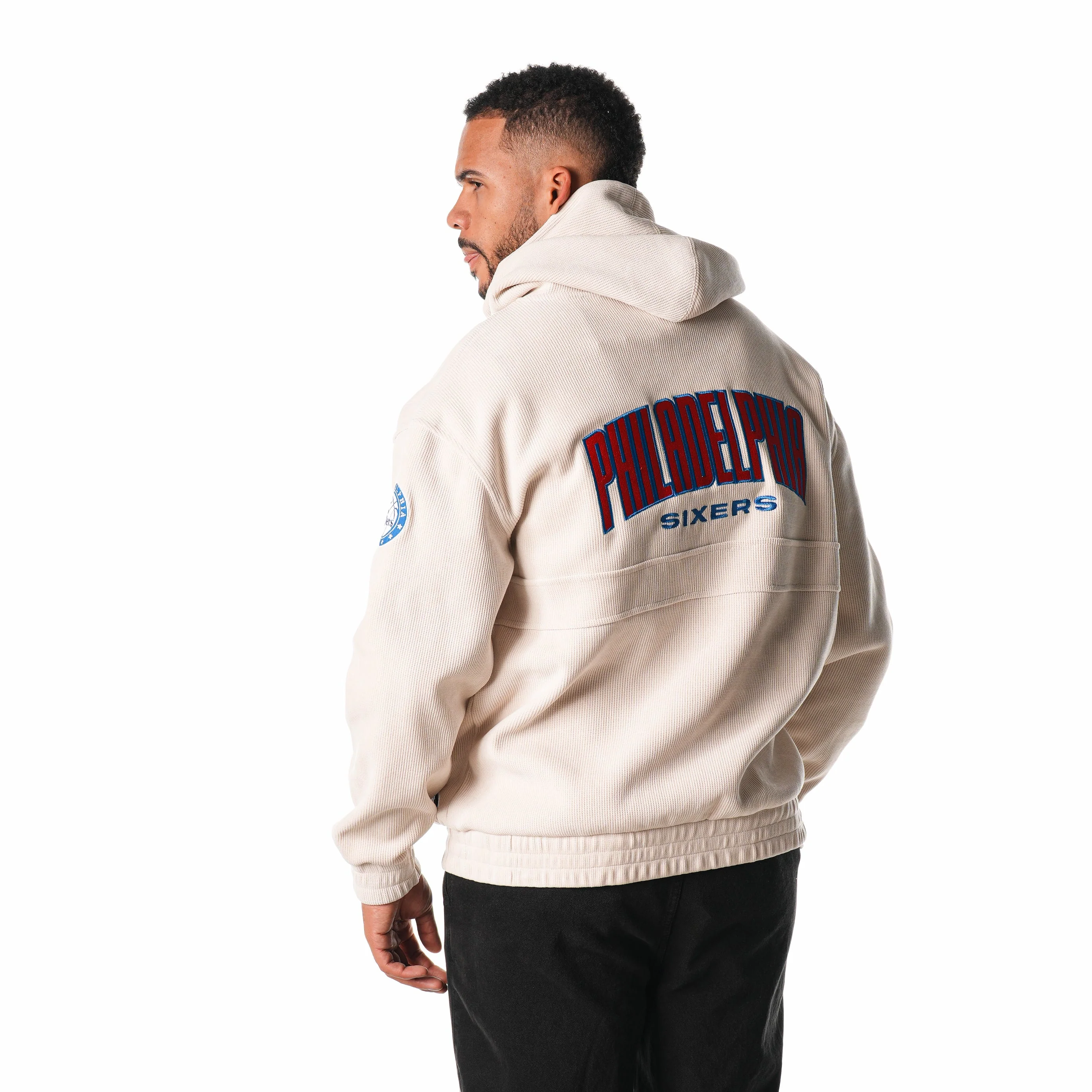 Philadelphia 76ers Unisex Corduroy Hoodie - Cream - Image 5