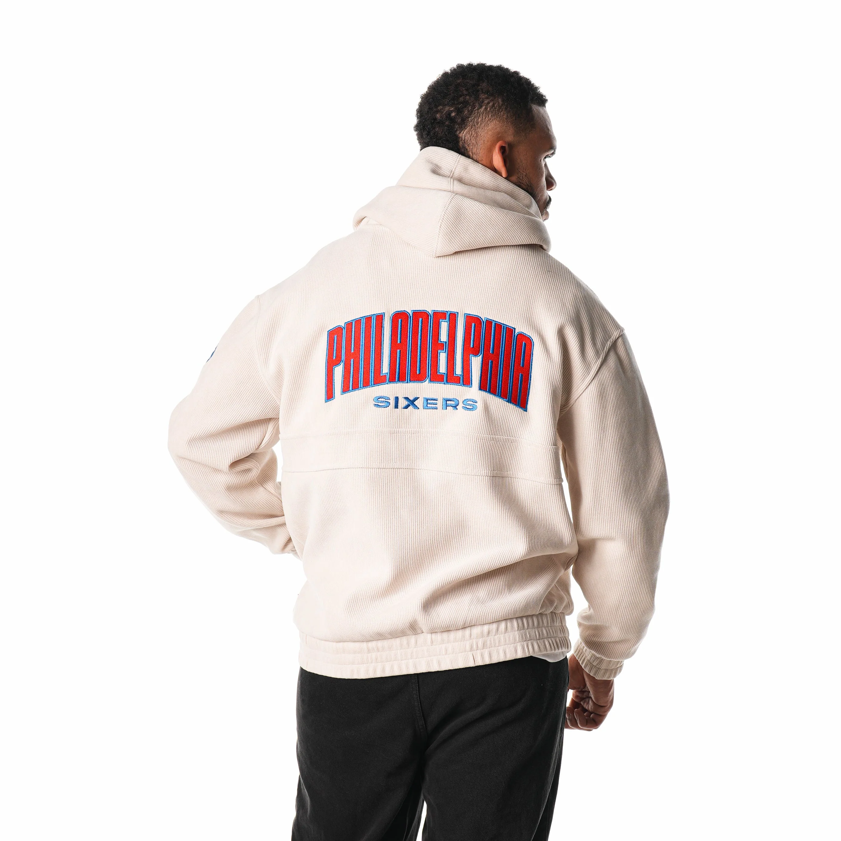 Philadelphia 76ers Unisex Corduroy Hoodie - Cream - Image 6