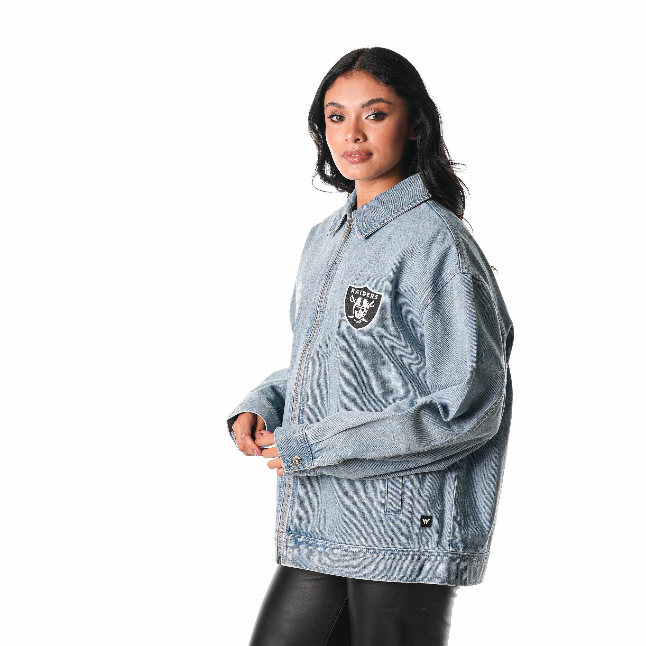 Las Vegas Raiders Denim Unisex Coaches Jacket - Image 4