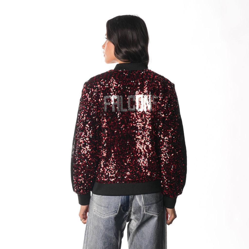 Atlanta Falcons Women's Sequin Bomber - Red - Image 2