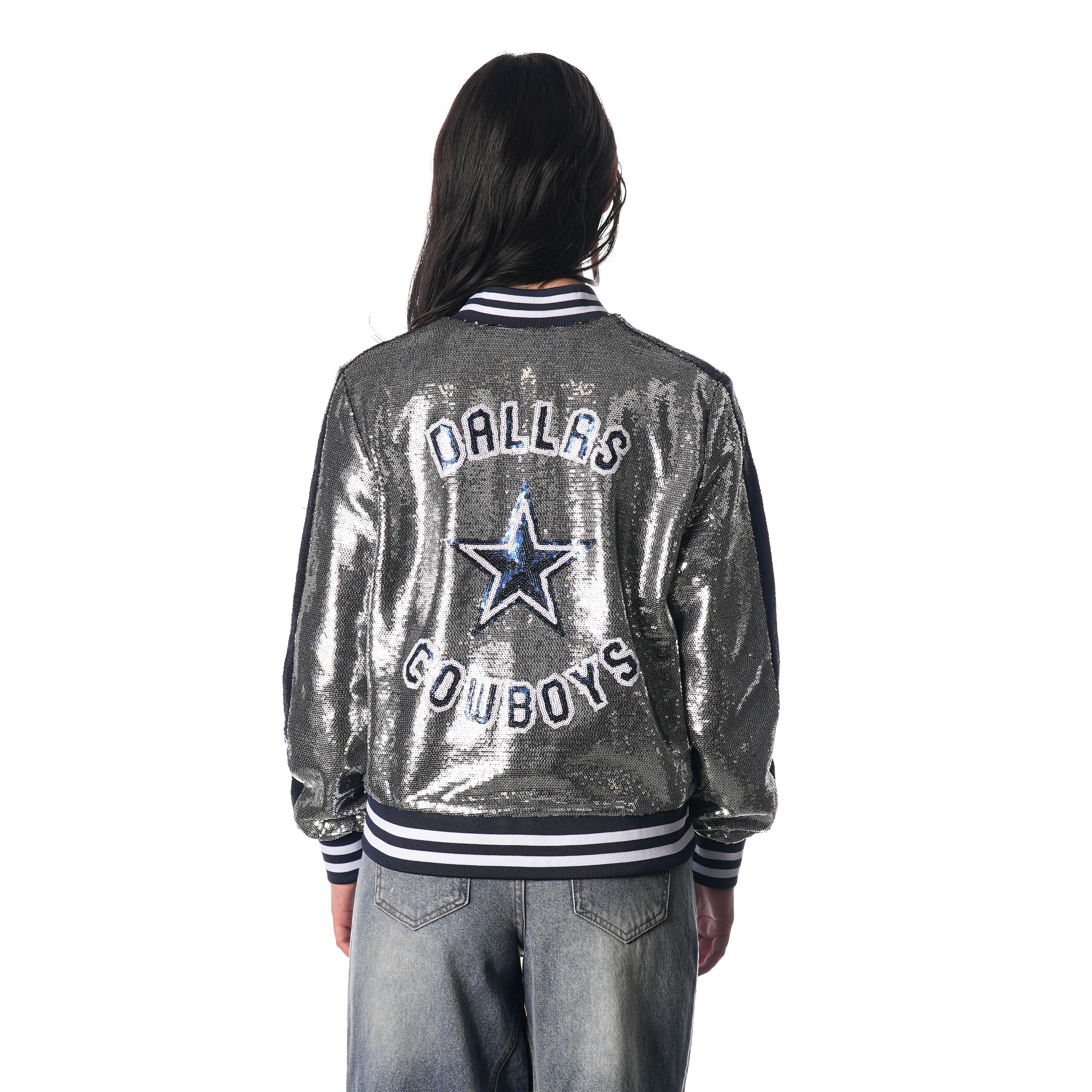 Dallas Cowboys Sequin Bomber - Silver - Image 2