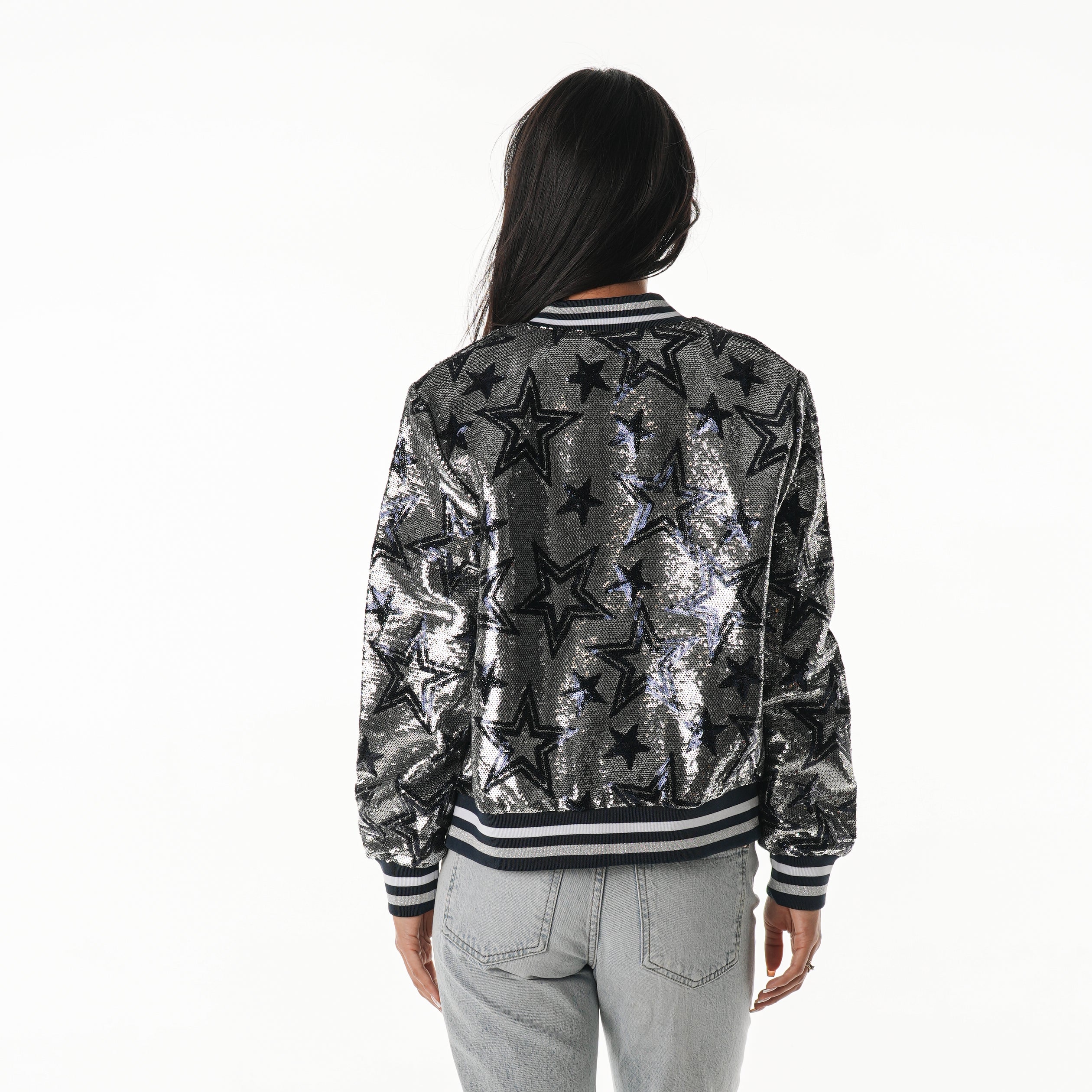 Dallas Cowboys Women's Sequin Jacket - Silver - Image 2