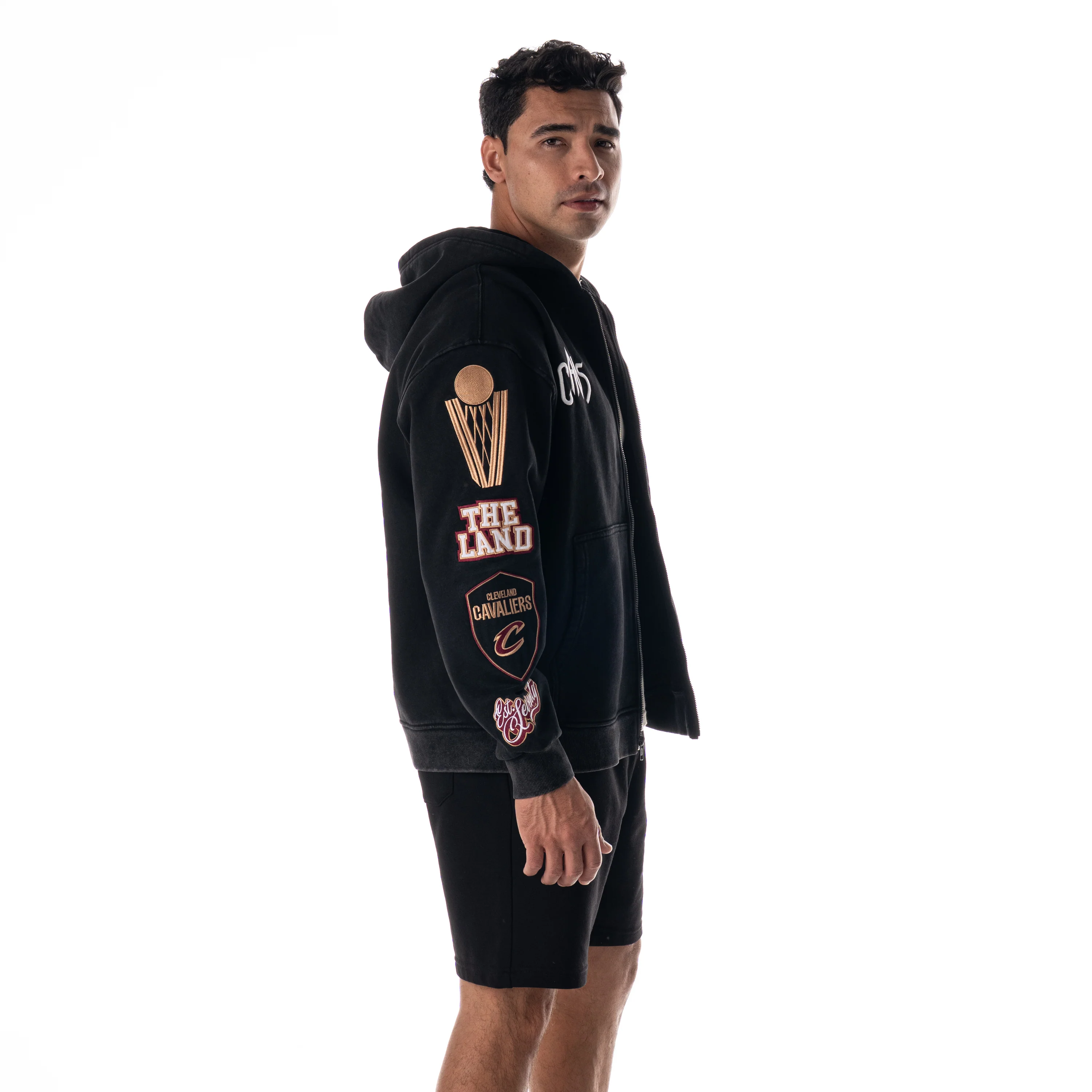 Cleveland Cavs Unisex Old & New Logo Full Zip Hoodie - Black - Image 6