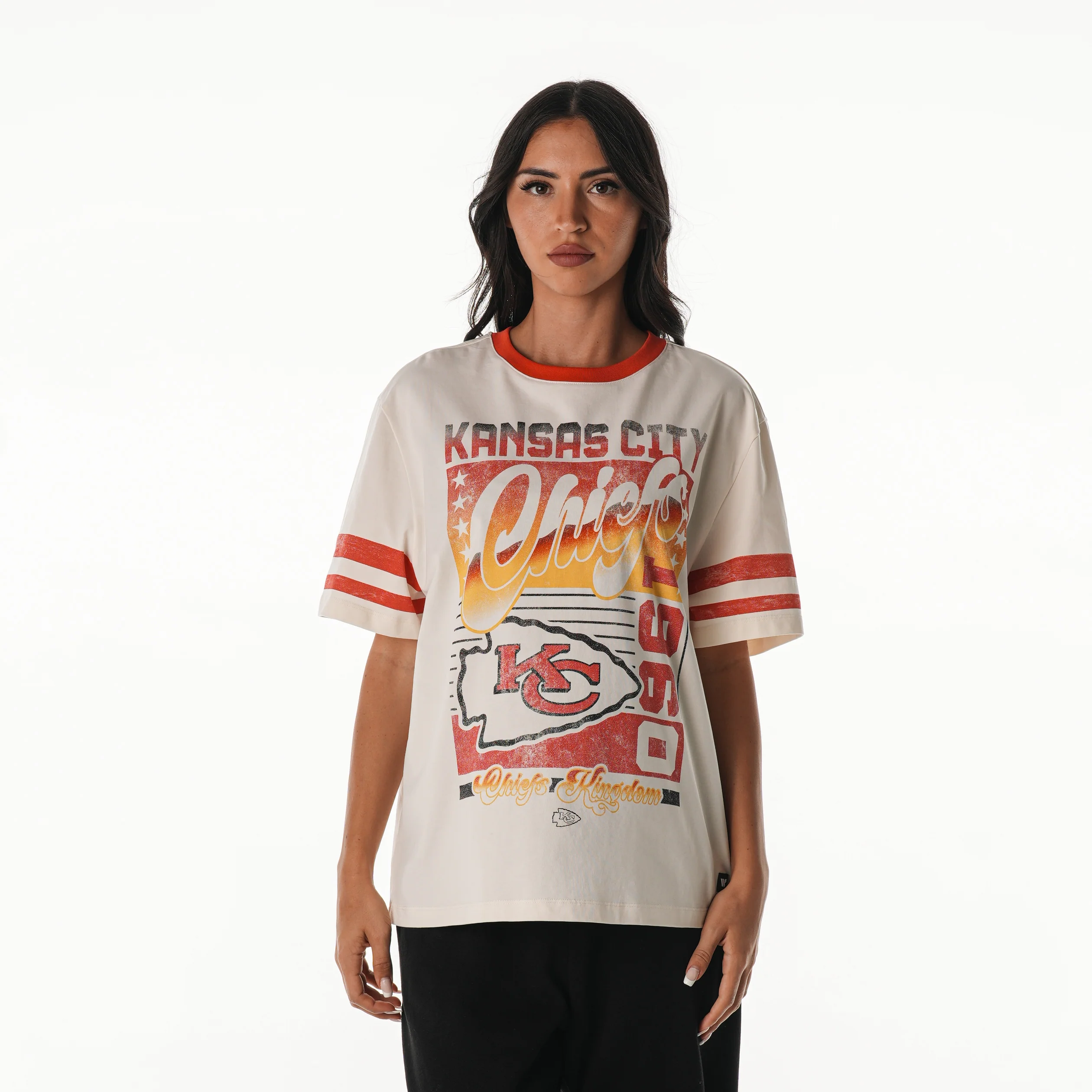 Kansas City Chiefs Women's Vintage Drop Shoulder Tee - Cream